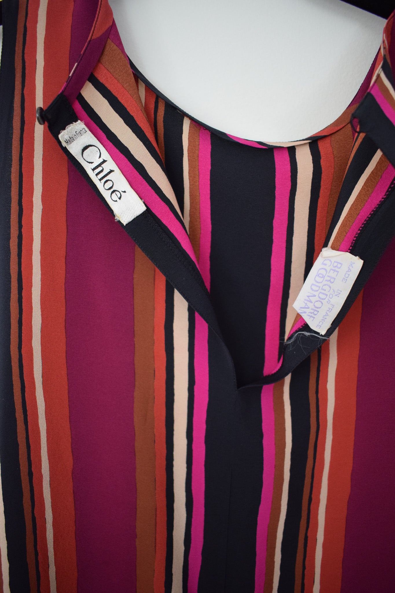 Vintage Chloé Striped Silk Blouse | XS