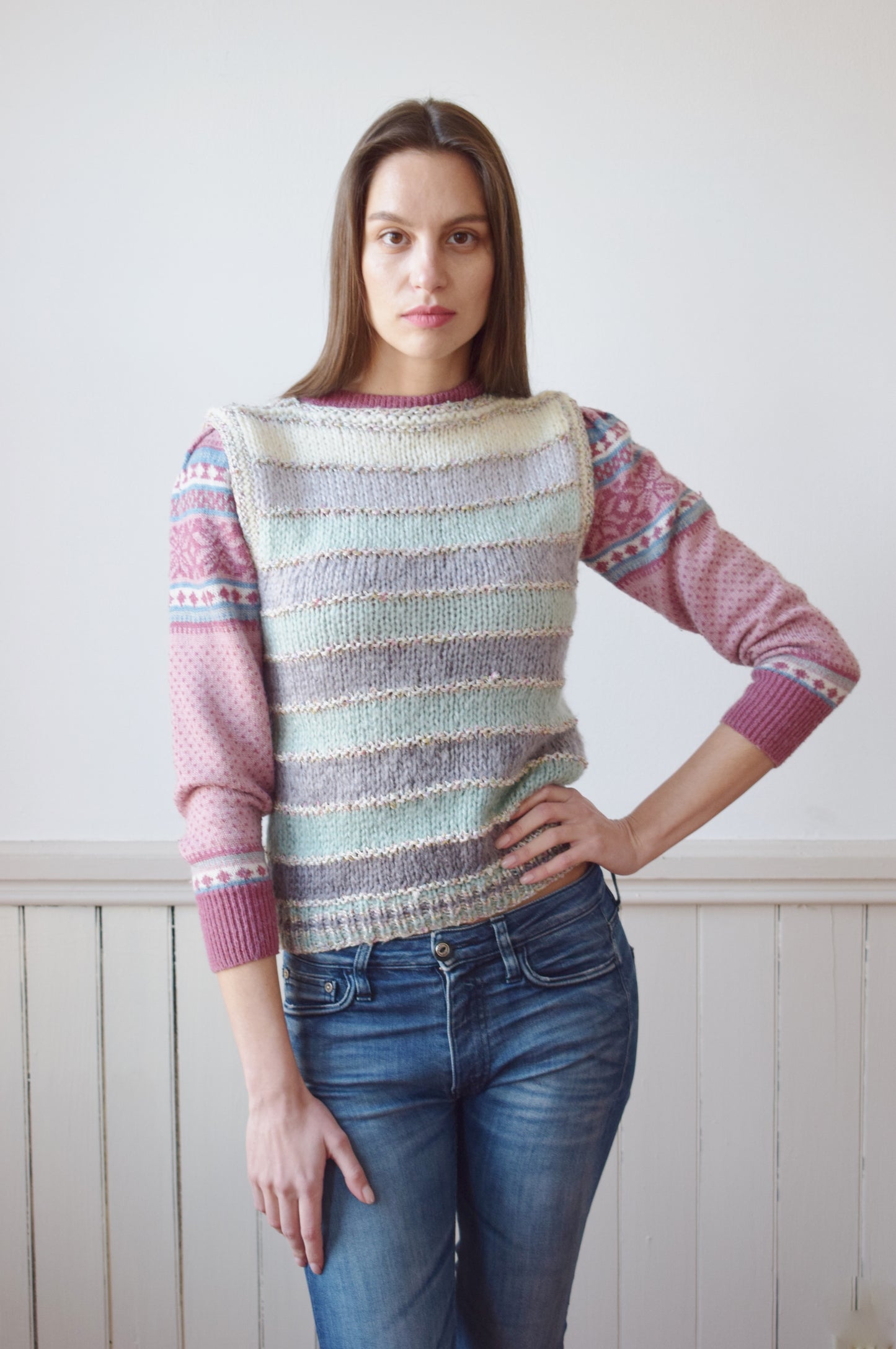 80s Liz Claiborne Ombre Stripe Sweater Vest | XS