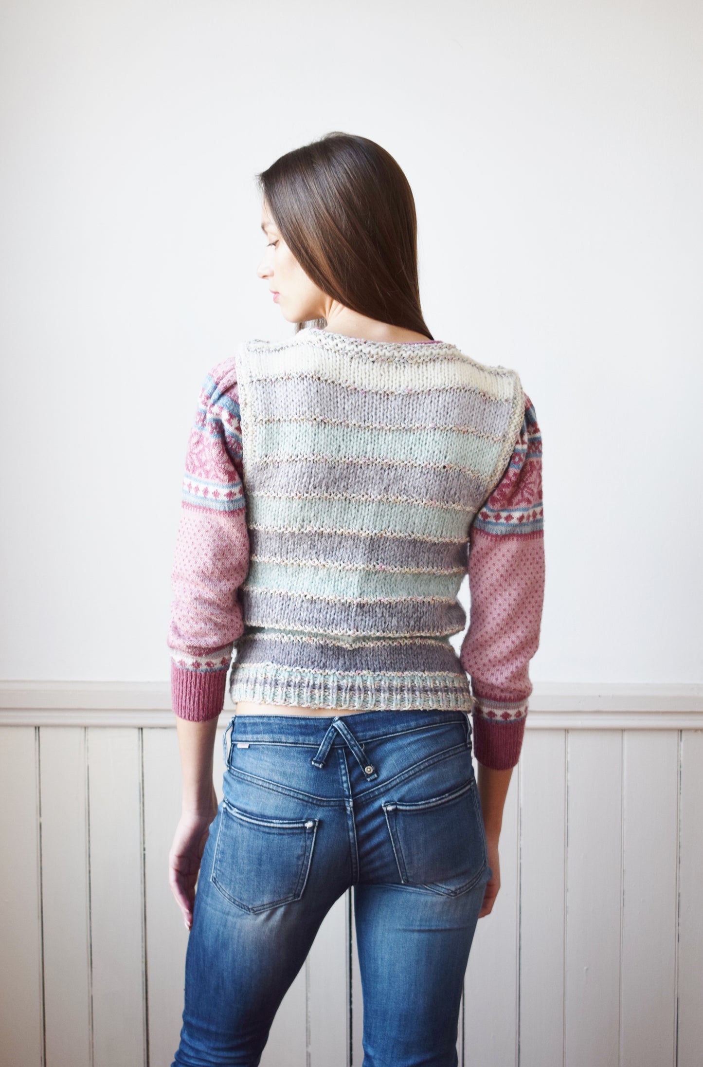 80s Liz Claiborne Ombre Stripe Sweater Vest | XS