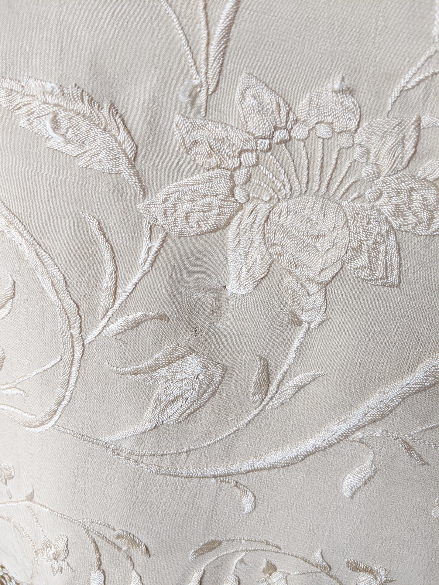 Large Antique Hand Embroidered Piano Shawl