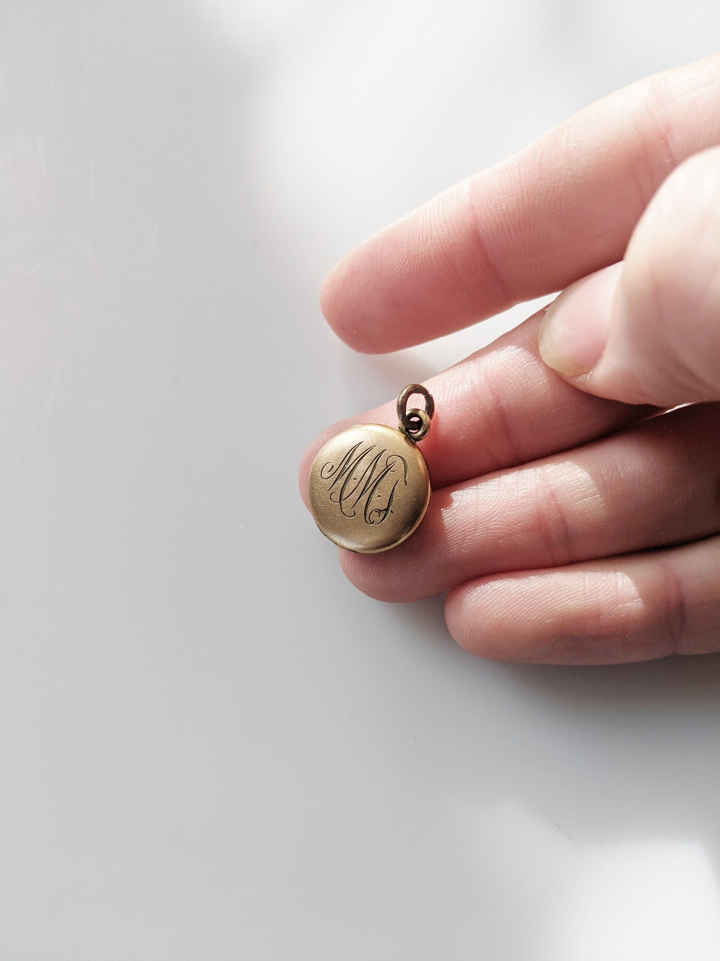 Petite Antique Gold Monogrammed Locket | MMT