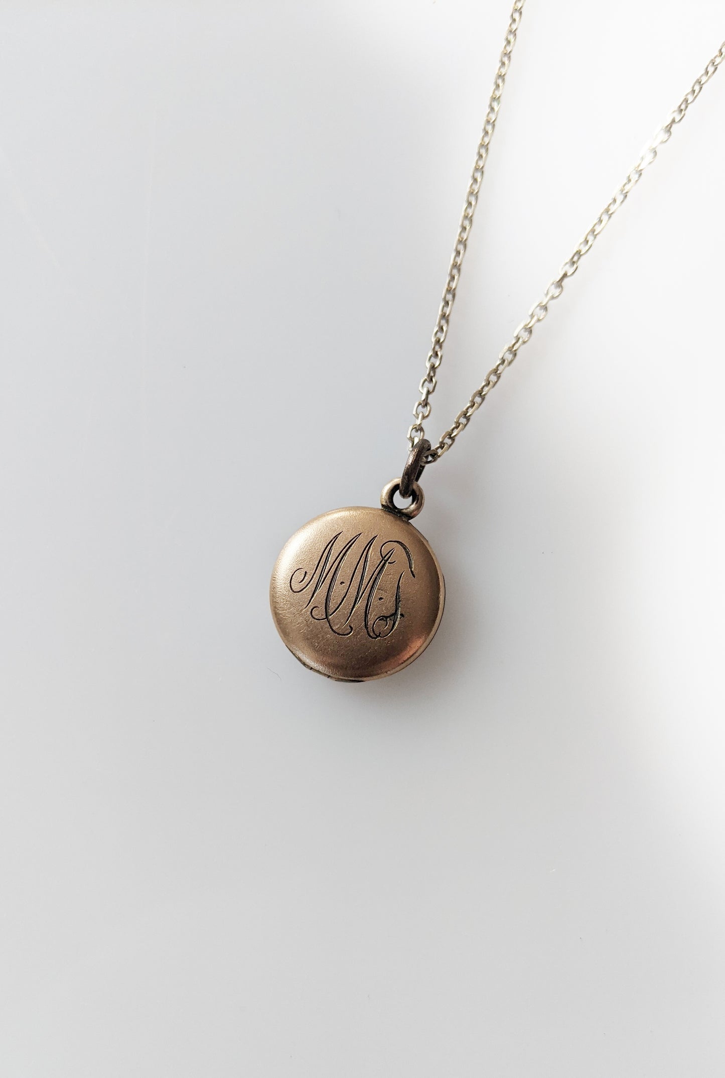 Petite Antique Gold Monogrammed Locket | MMT