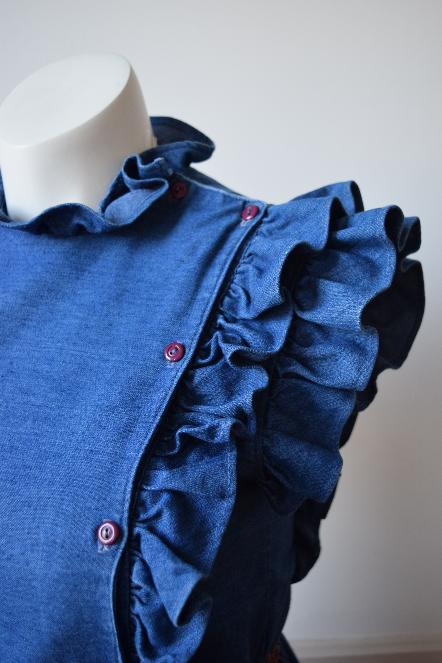 Denim Ruffle Dress | L