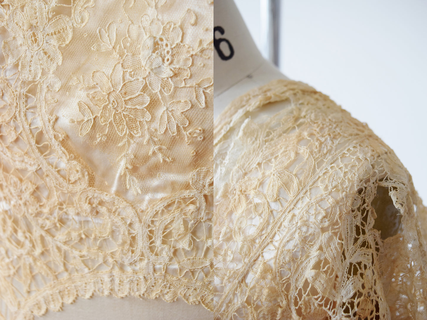 Antique Silk Satin and Lace Edwardian Wedding Gown | 1910s | XS
