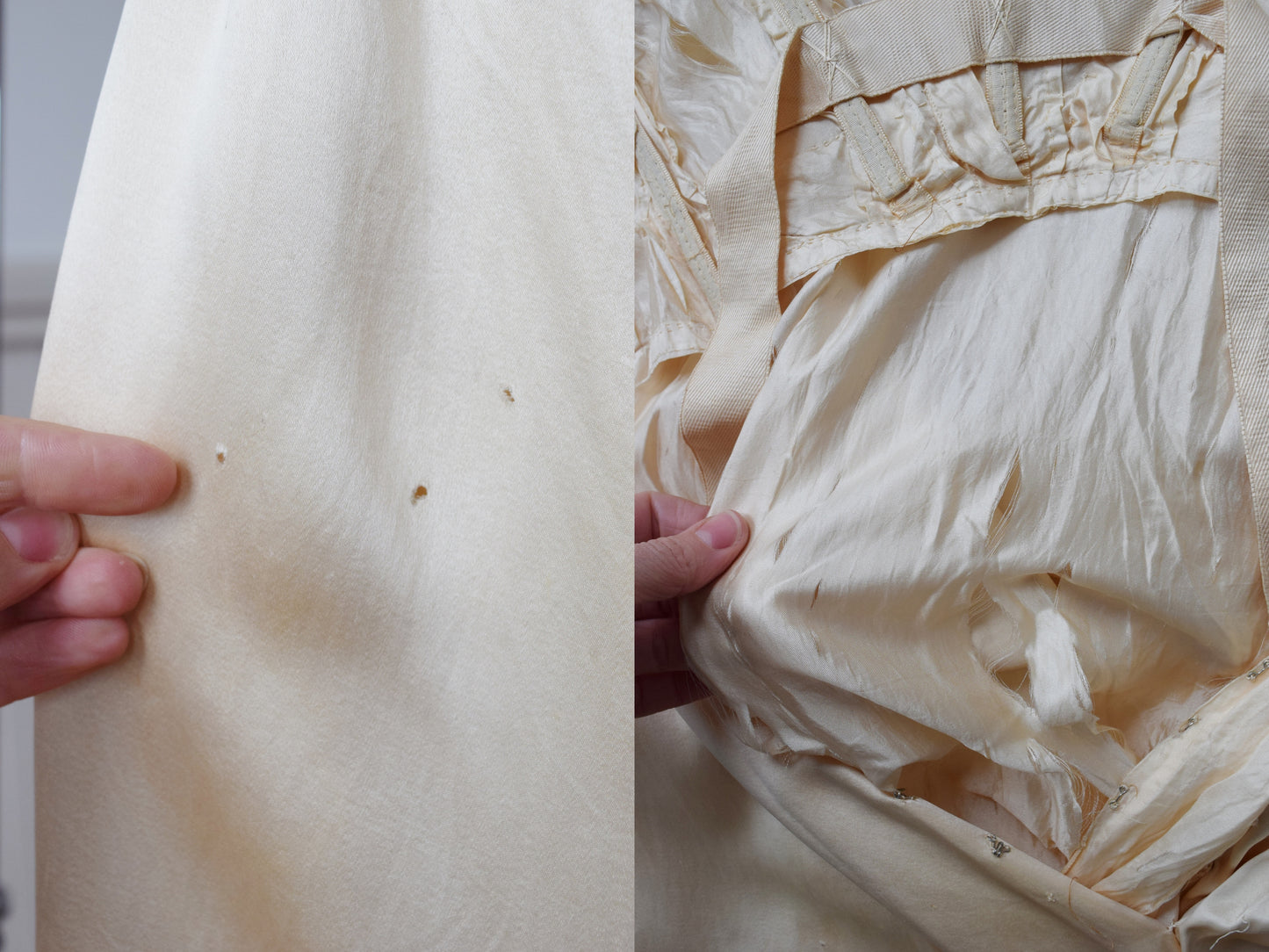 Antique Silk Satin and Lace Edwardian Wedding Gown | 1910s | XS