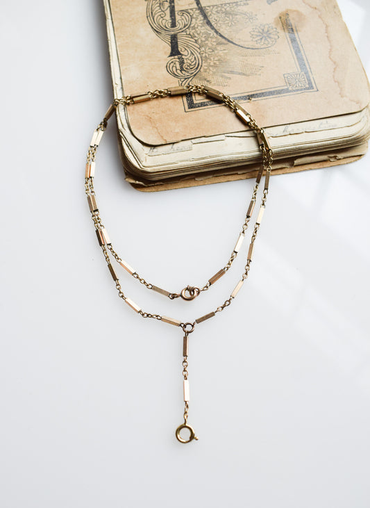 Fine Antique Gold-fill Fob Chain Necklace