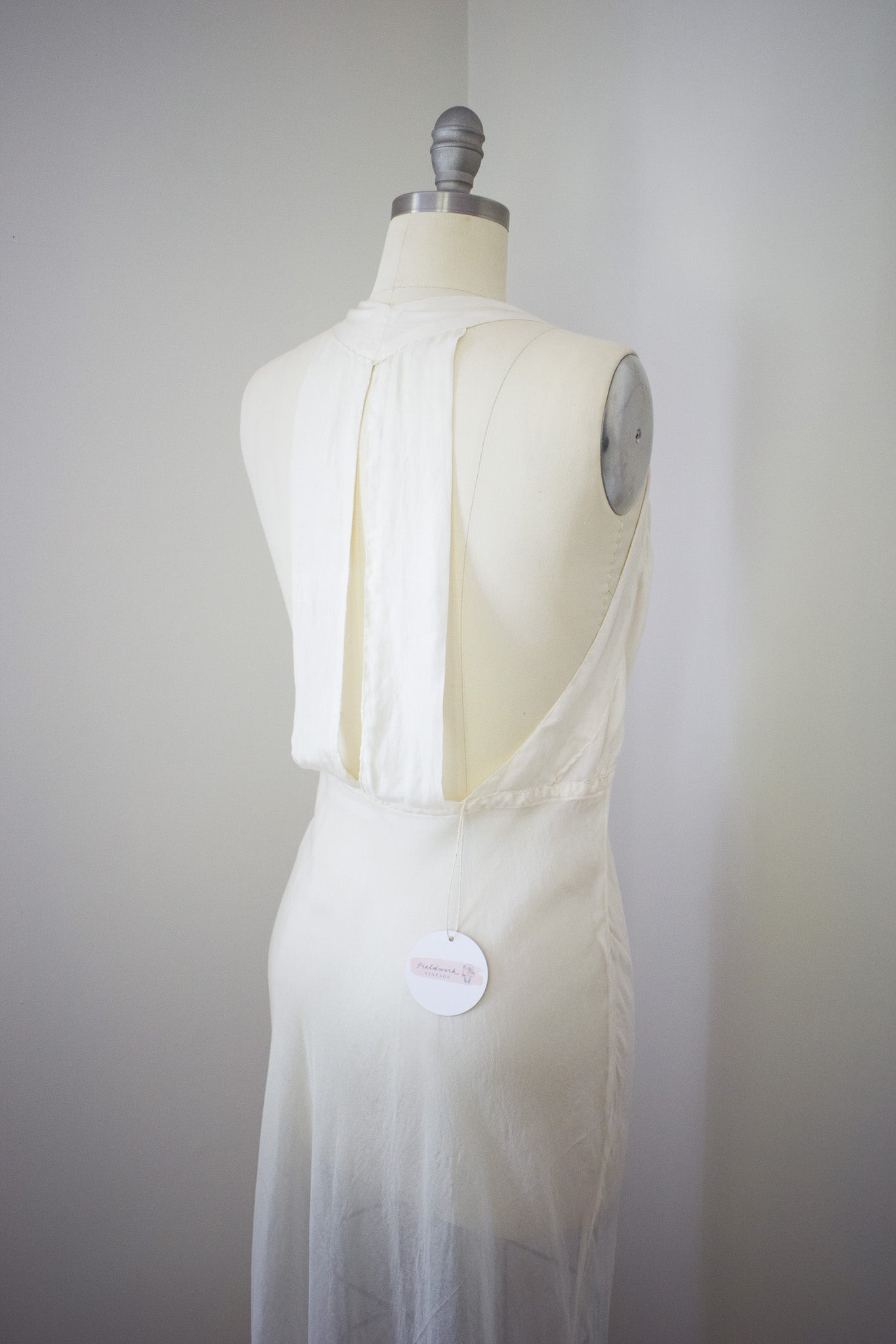 1930s Cream Silk Slip Dress | L