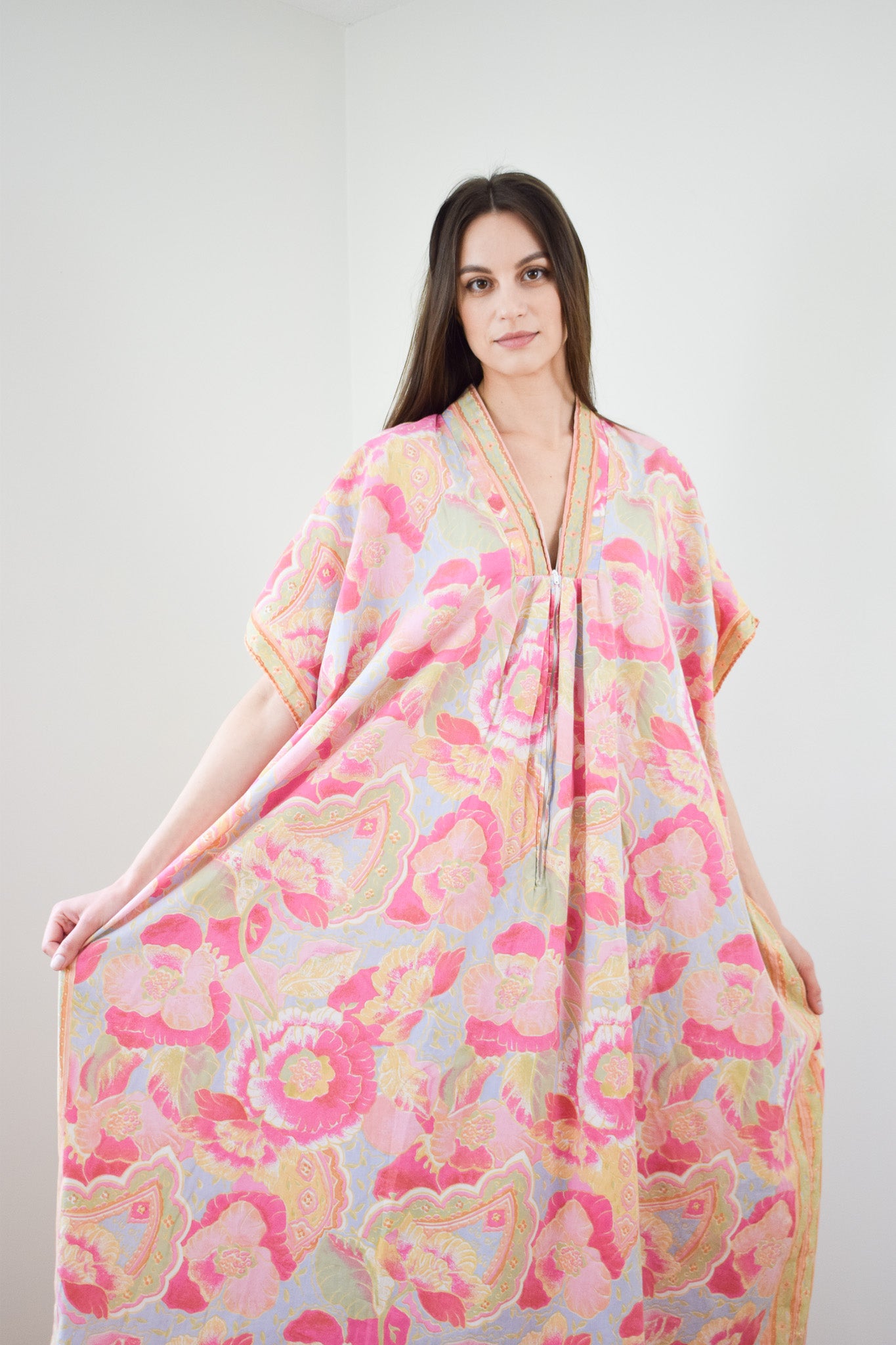 Vintage Cotton Caftan Dress | OS