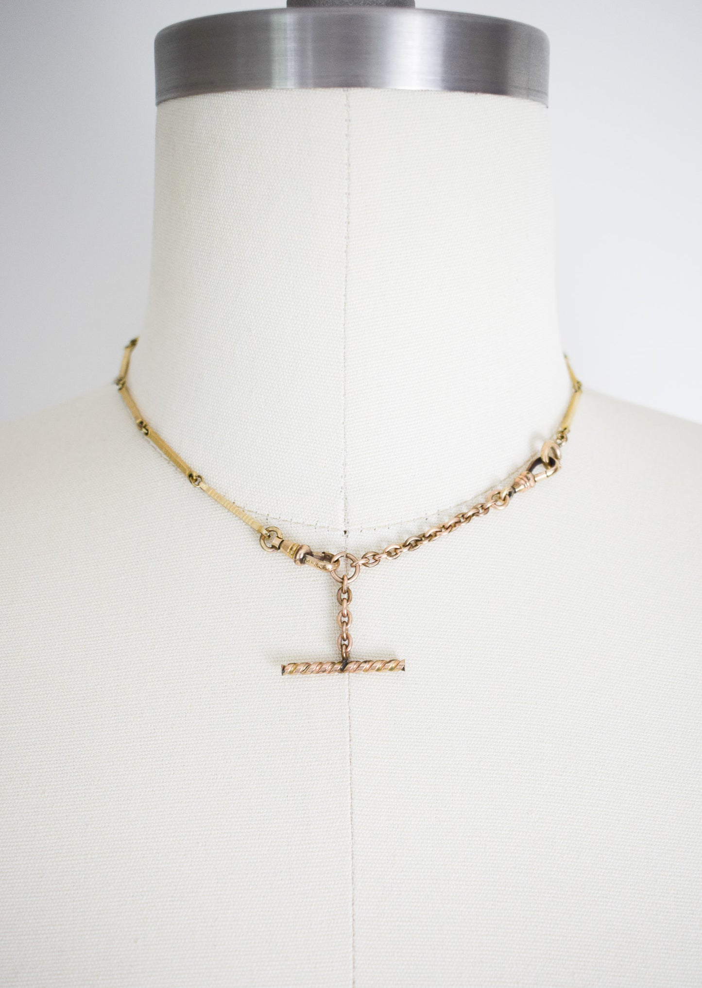 Antique Gold-fill Fob Chain Necklace | Bar Chain