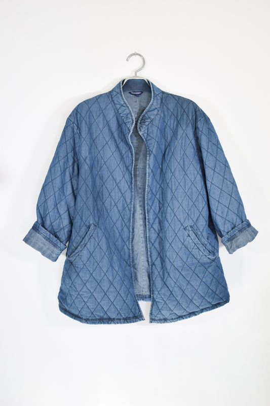 Vintage Quilted Chambray Jacket | XL