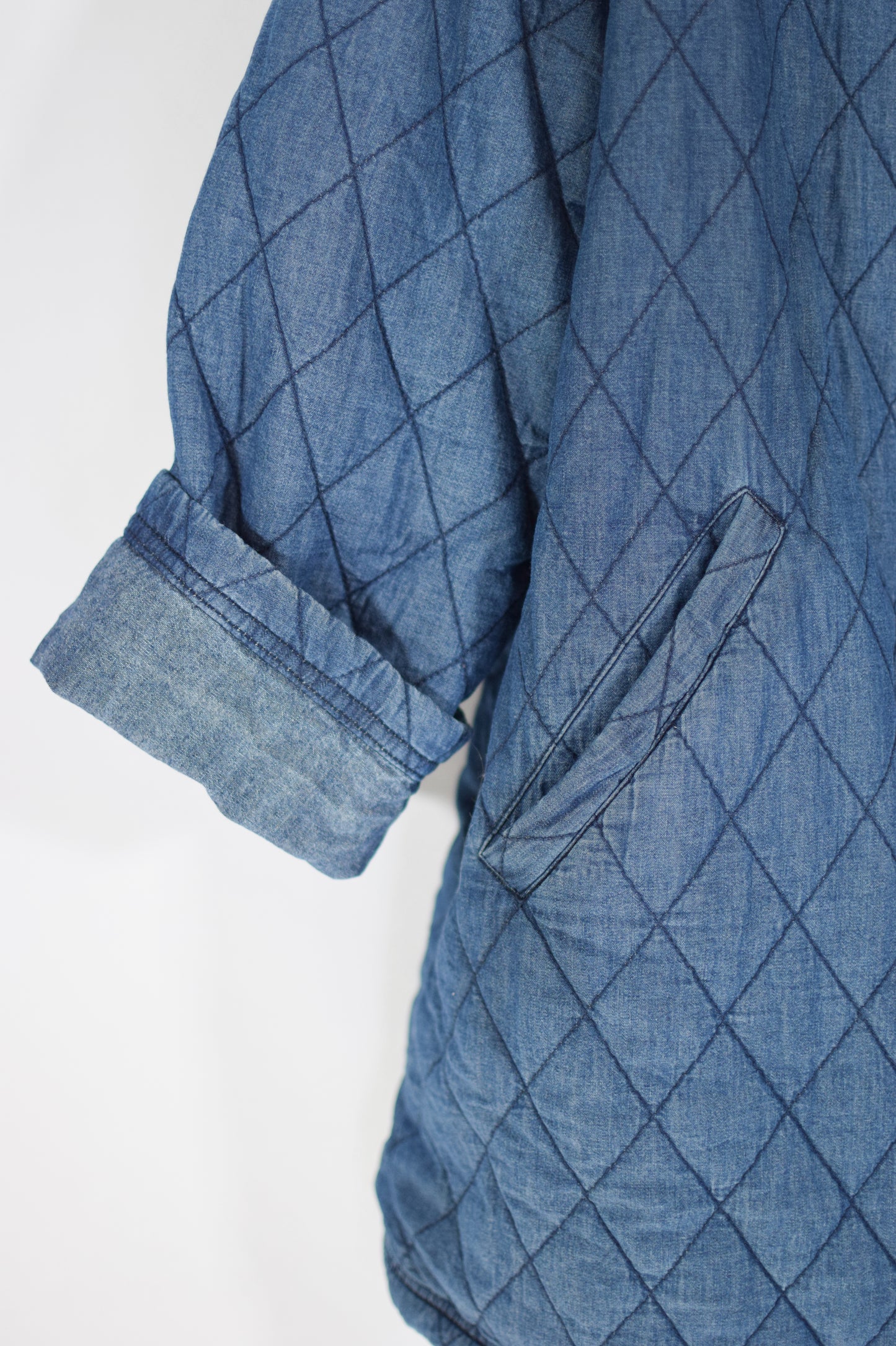 Vintage Quilted Chambray Jacket | XL