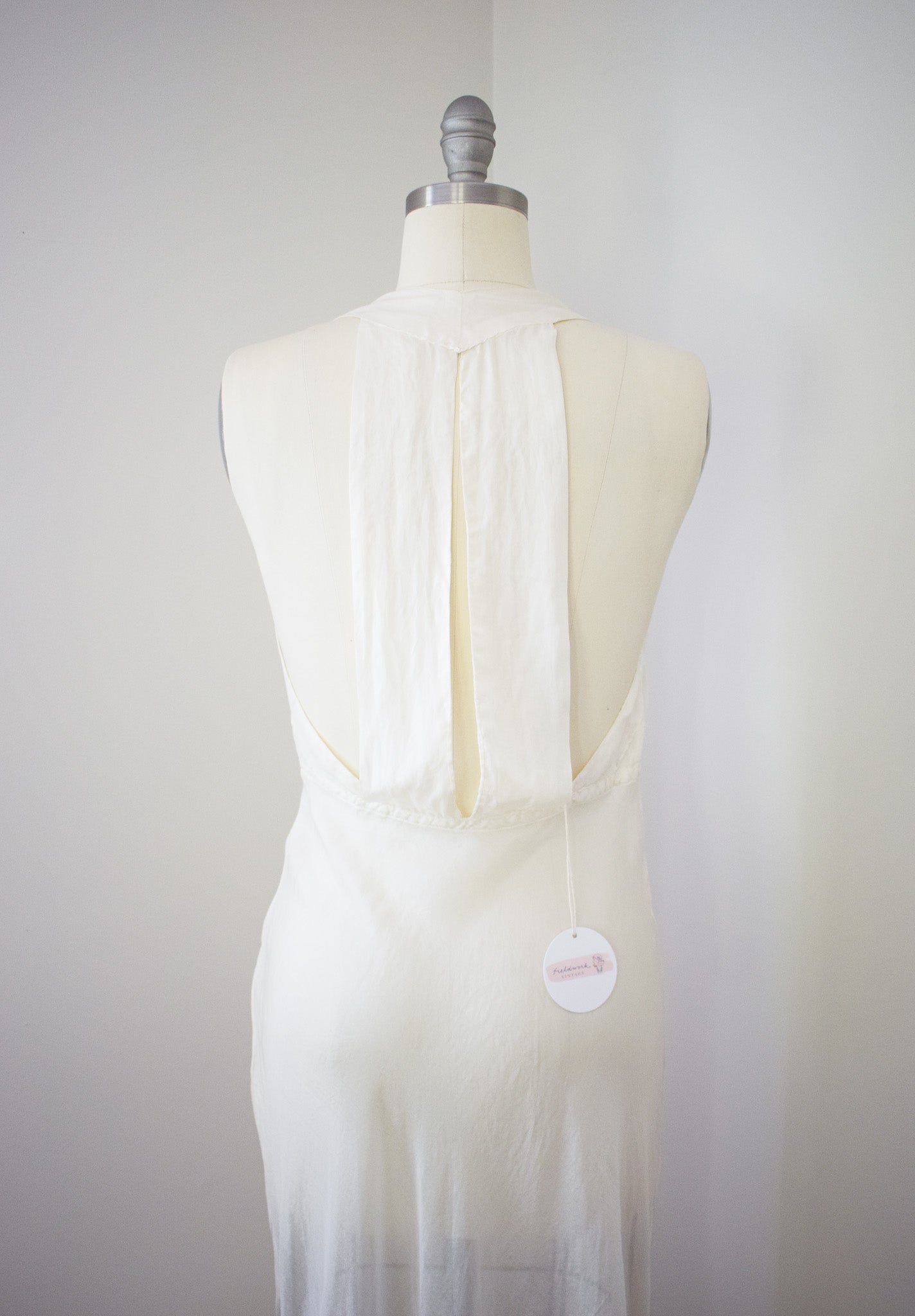 1930s Cream Silk Slip Dress | L