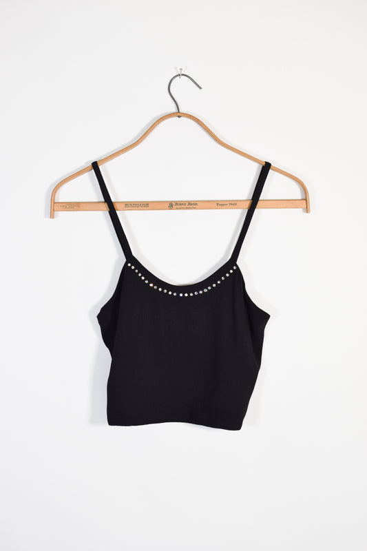 90s Sonia Rykiel Crop Top with Rhinestones | XS
