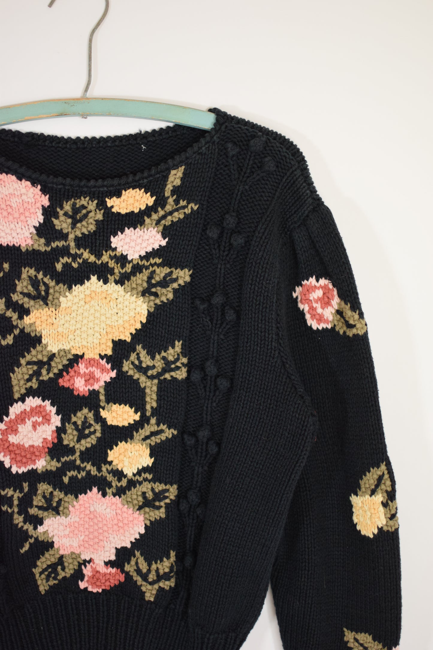 1980s Floral Knit Sweater | S