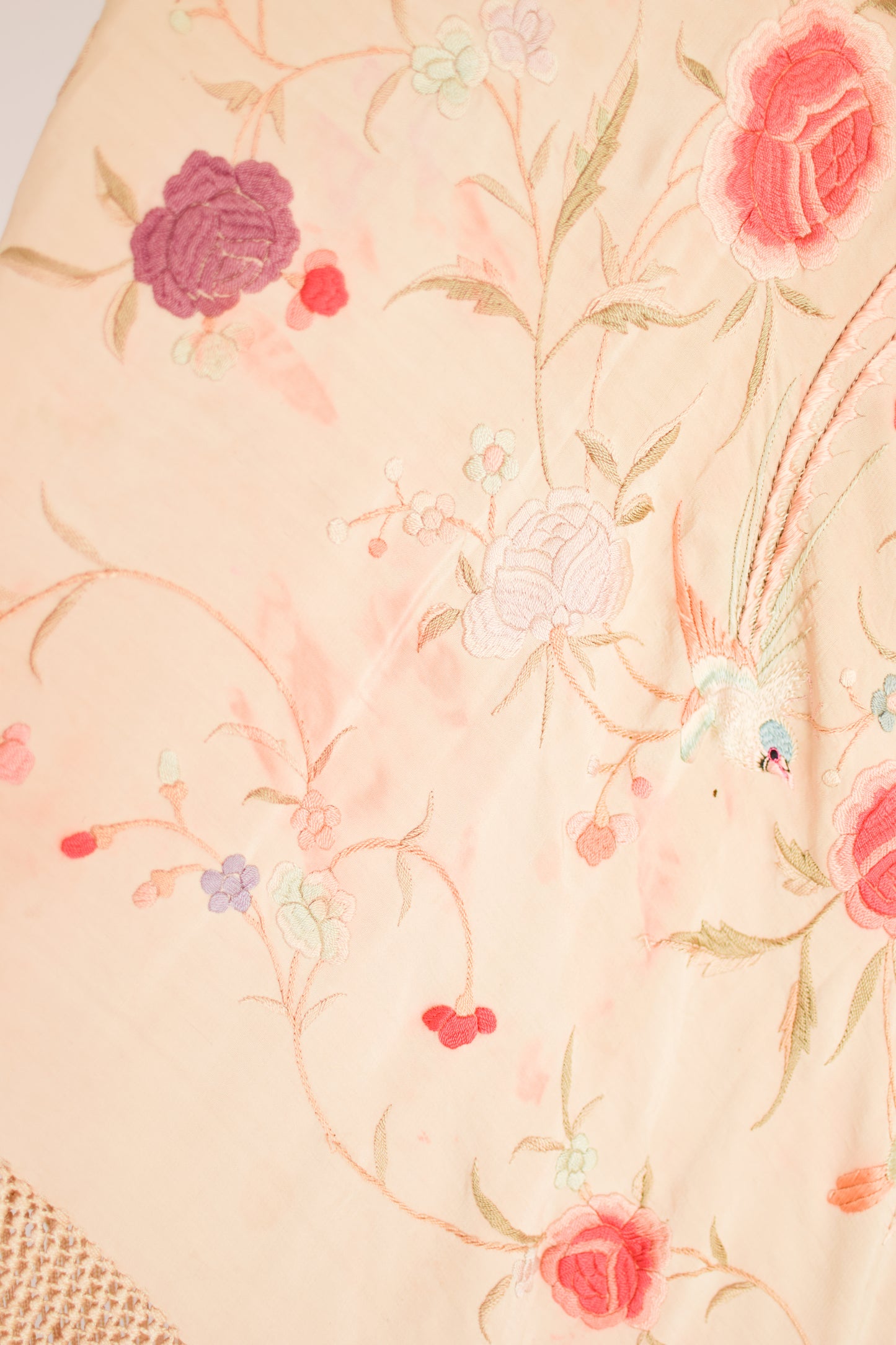 Antique Silk Embroidered Piano Shawl