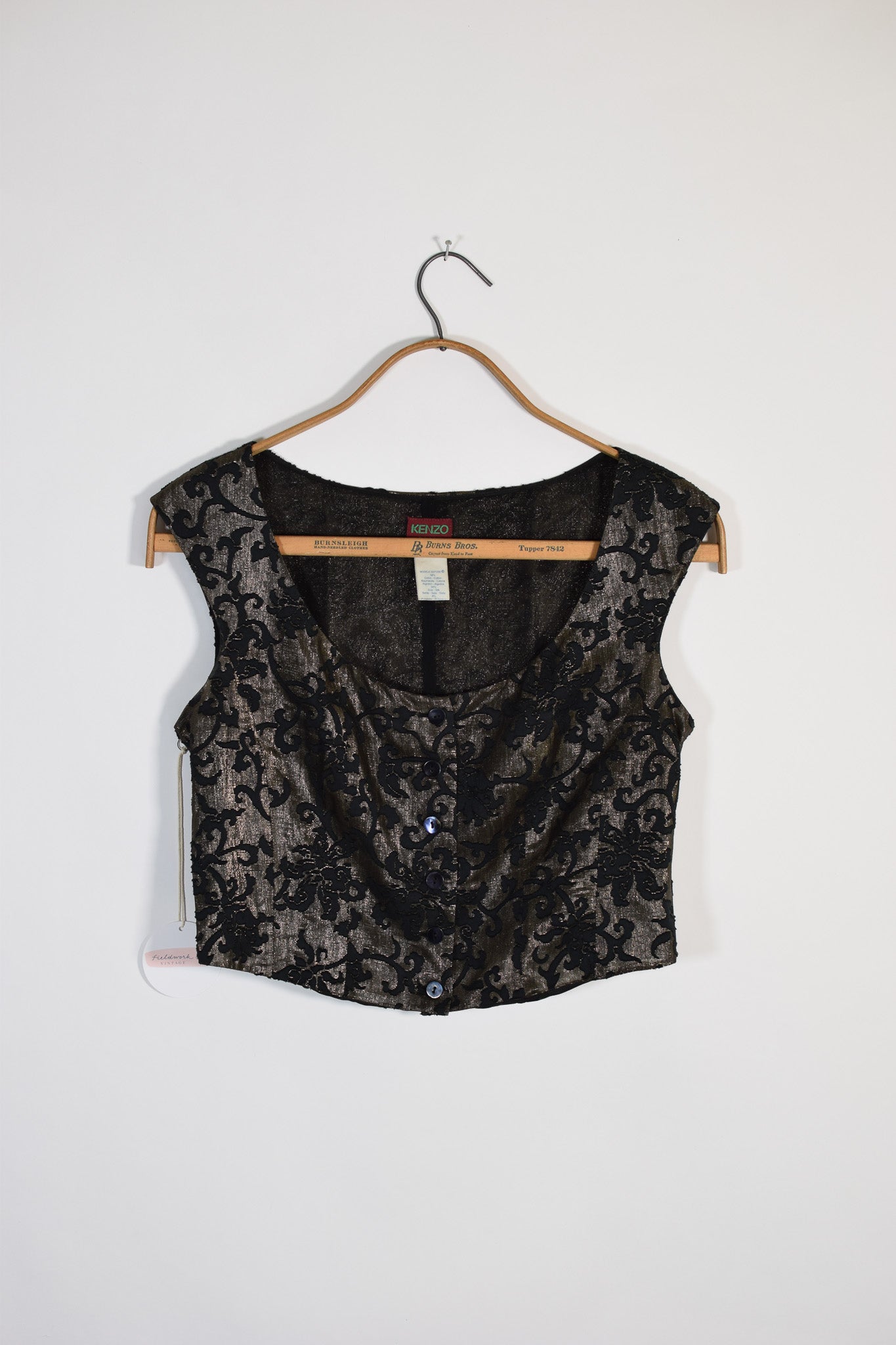 90s Kenzo Metallic and Flocked Bodice | M