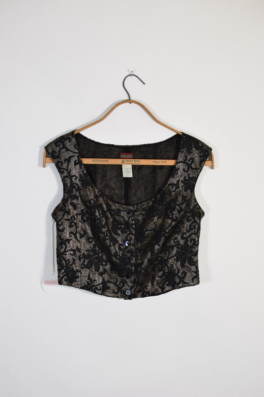 90s Kenzo Metallic and Flocked Bodice | M