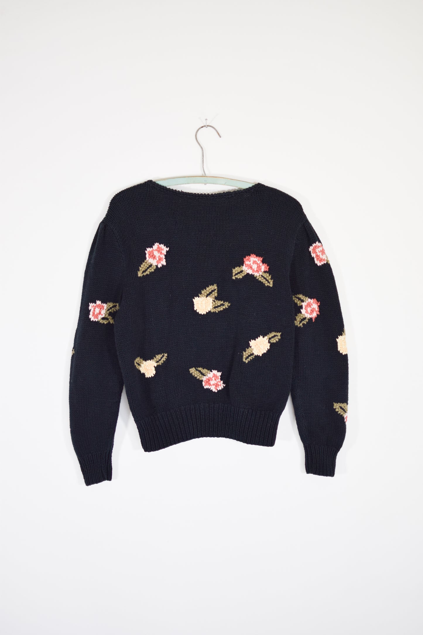 1980s Floral Knit Sweater | S