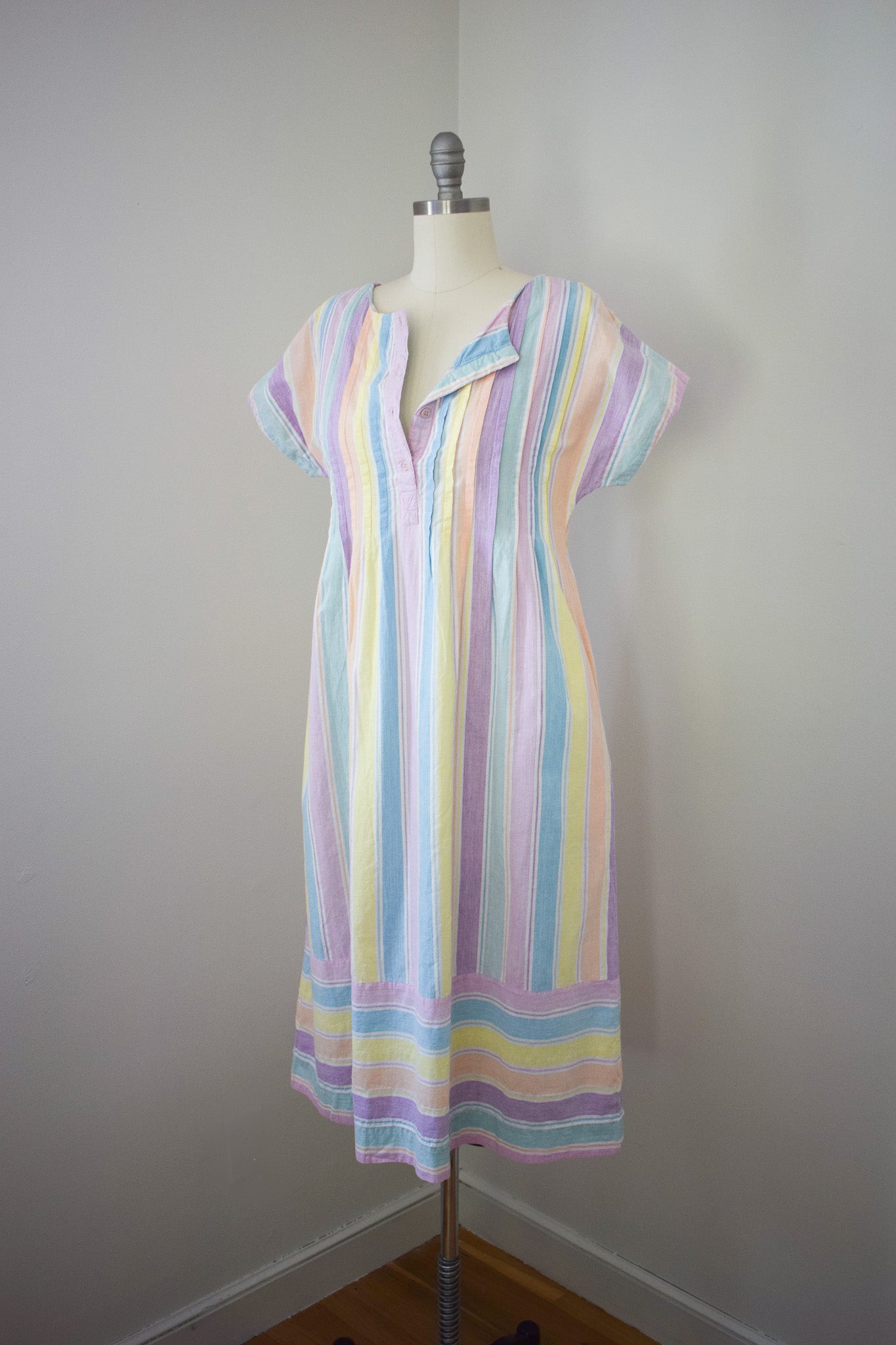 Vintage Indian Cotton Stripe Dress | S/M