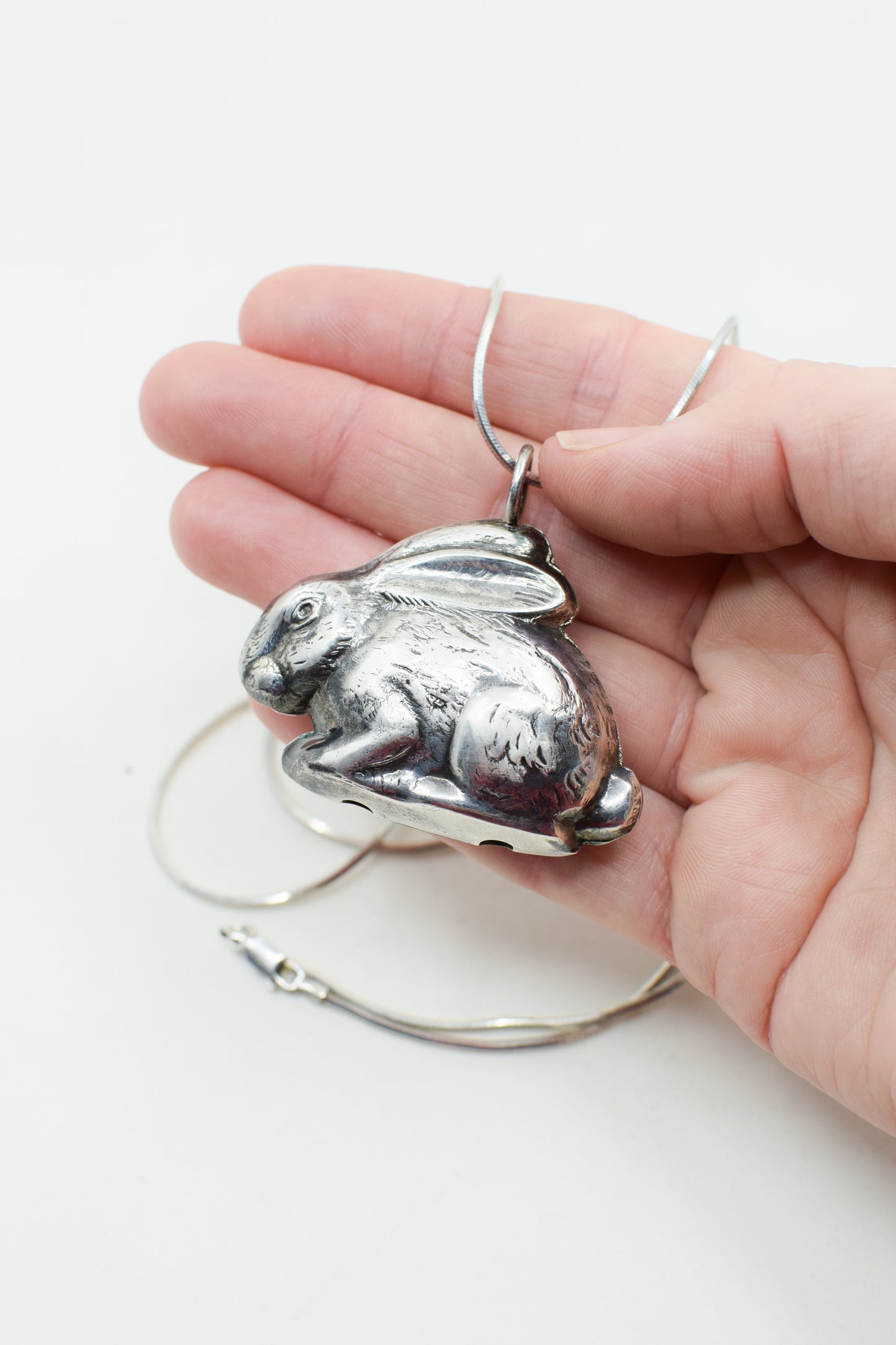 Vintage Sterling Silver Rabbit Rattle Pendant