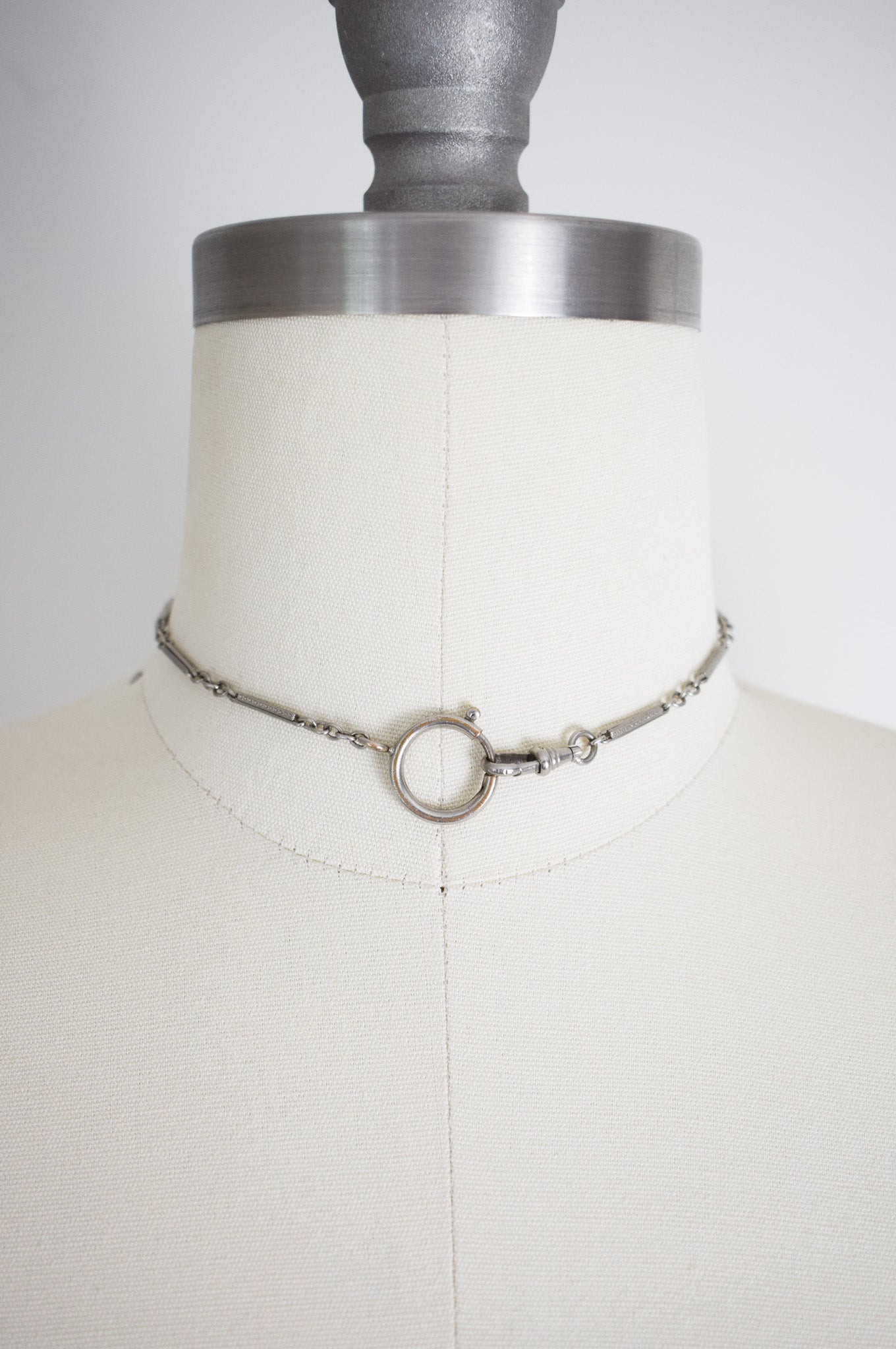 Antique Art Deco Silver Fob Chain Necklace / Bracelet