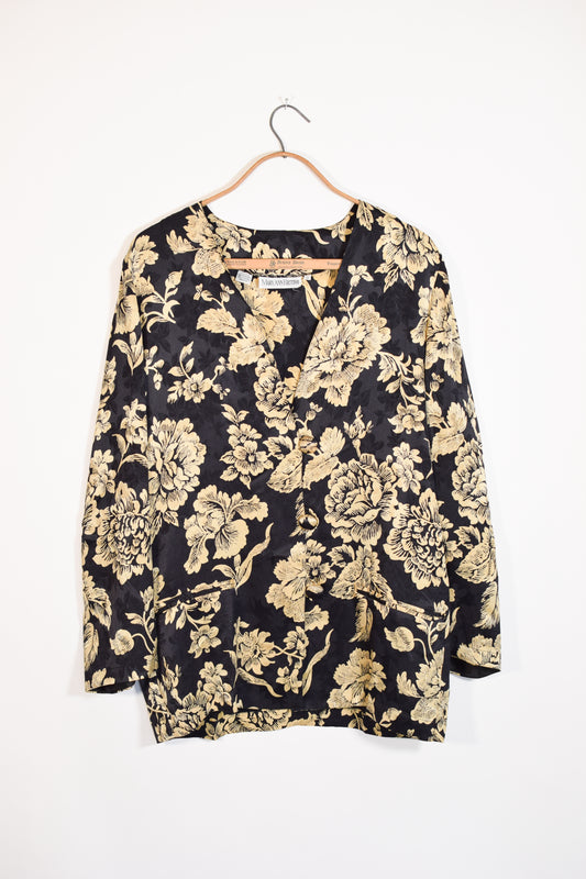 Vintage Silk Smoking Jacket by Mary Ann Restivo | L