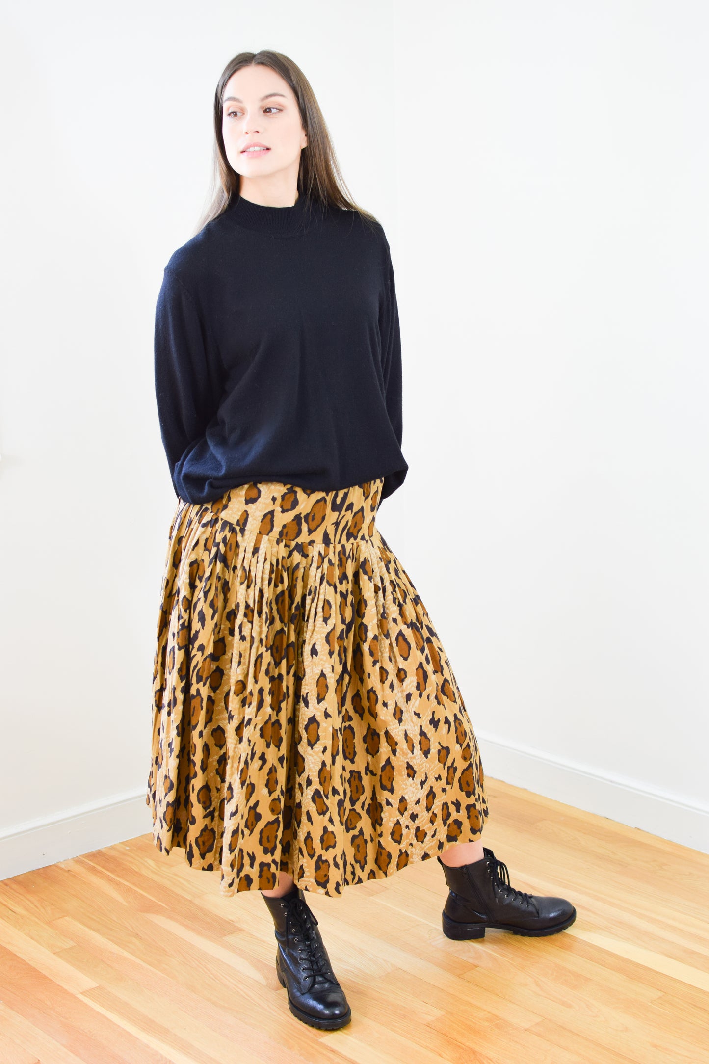 Vintage Norma Kamali Leopard Print Skirt | XS/S