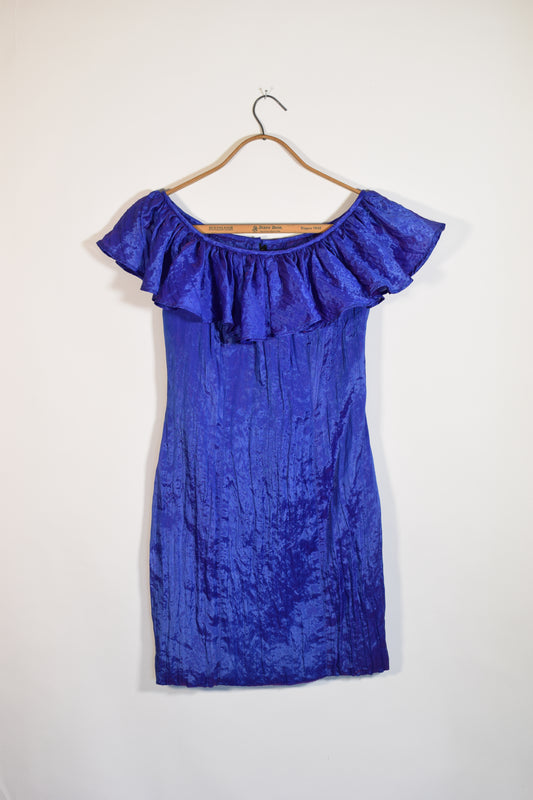 90s Crinkle Mini Dress by Jan Barboglio | S