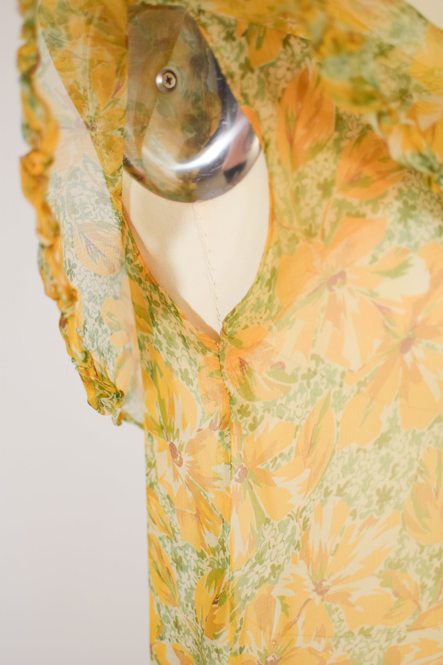 Antique 1920s/30s Tissue Silk Floral Gown | S/M