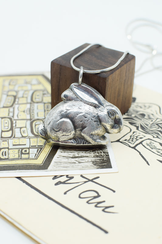 Vintage Sterling Silver Rabbit Rattle Pendant