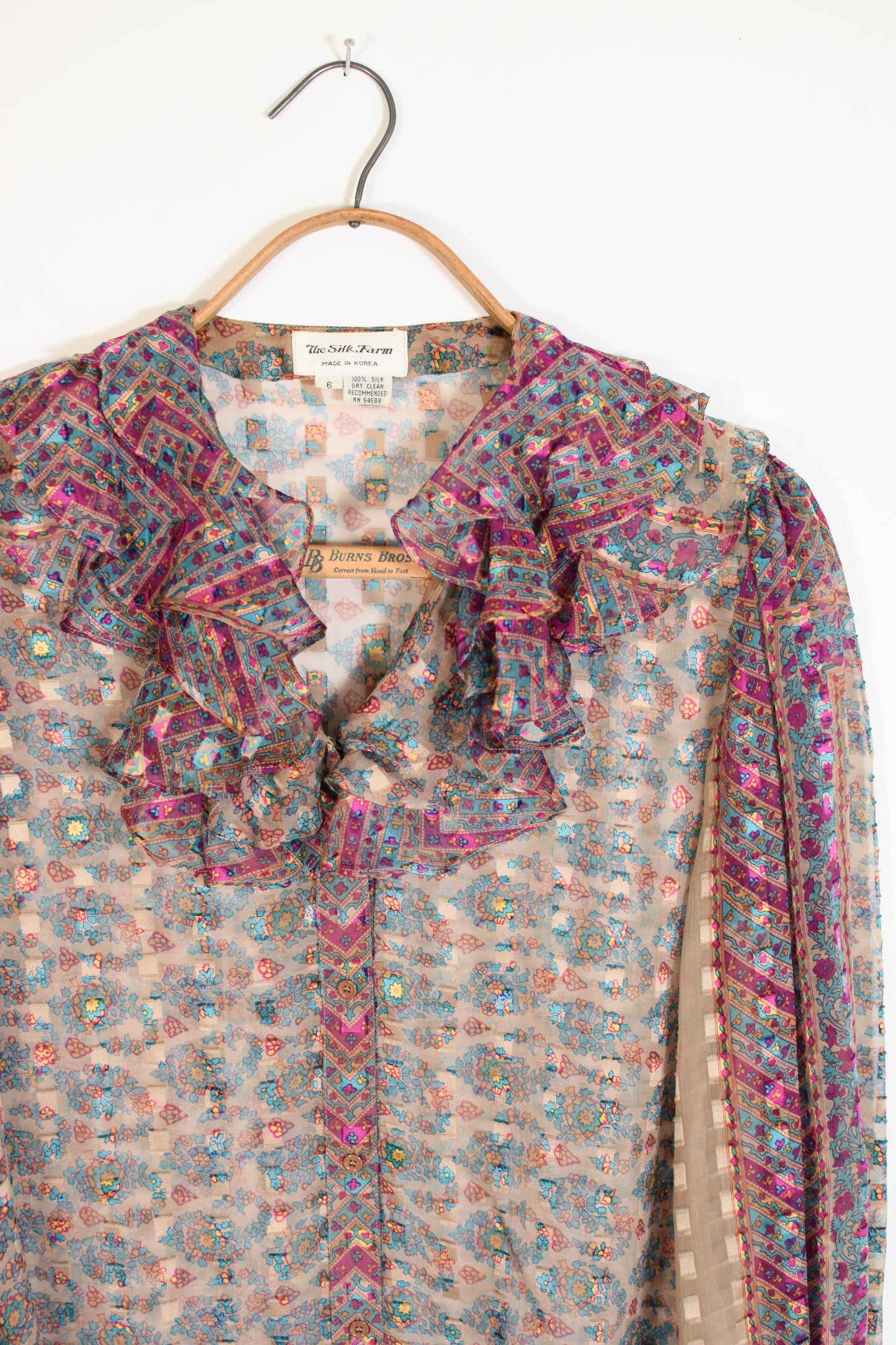 Vintage Silk Farm Blouse | S/M