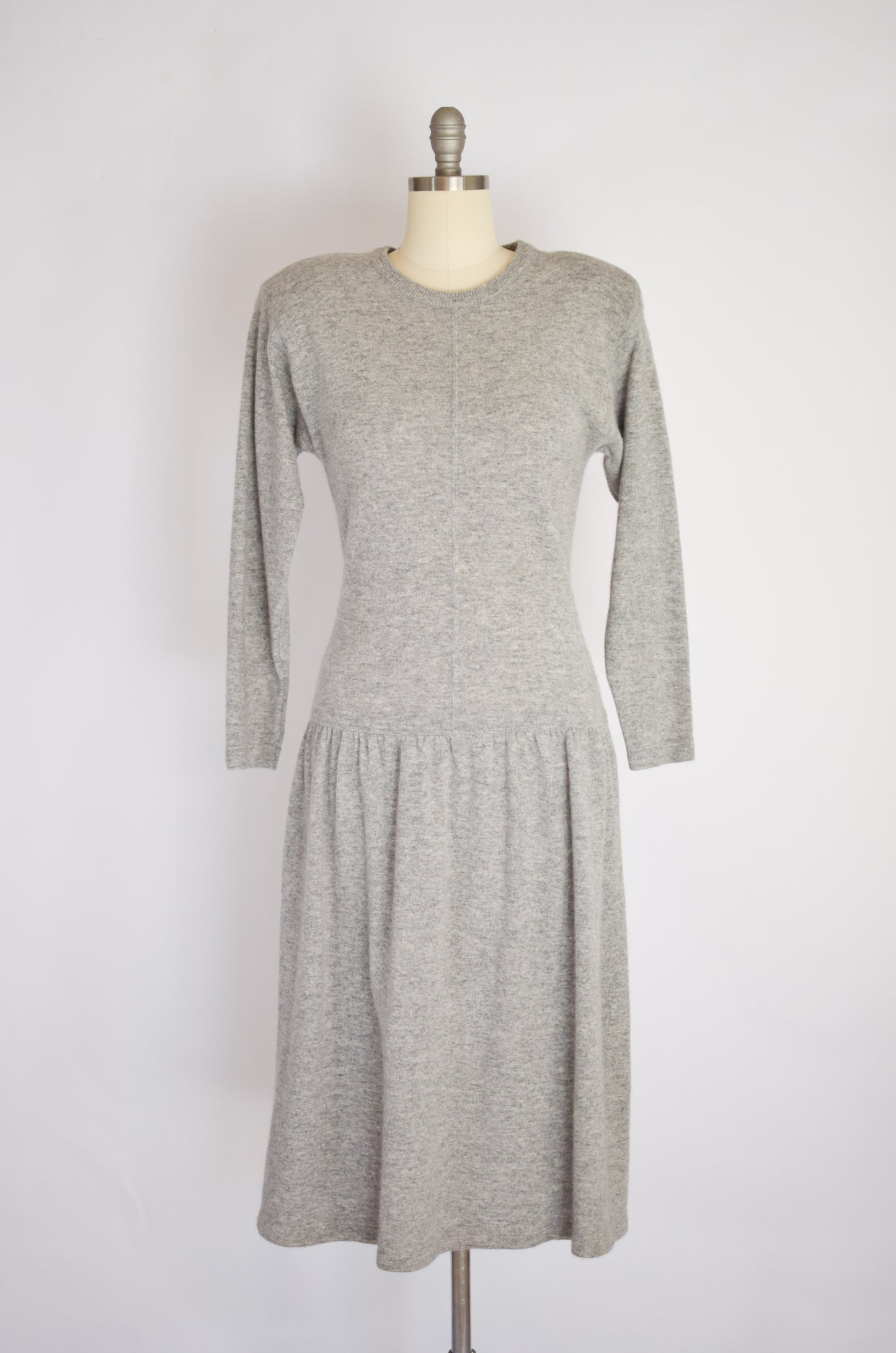 Vintage 90s Grey Wool/Angora Knit Dress | S-M