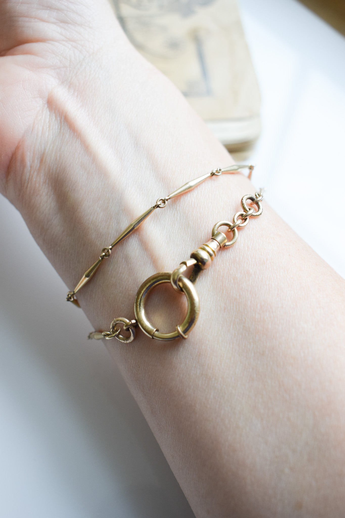 Antique Art Deco Gold-fill Fob Chain Necklace / Bracelet