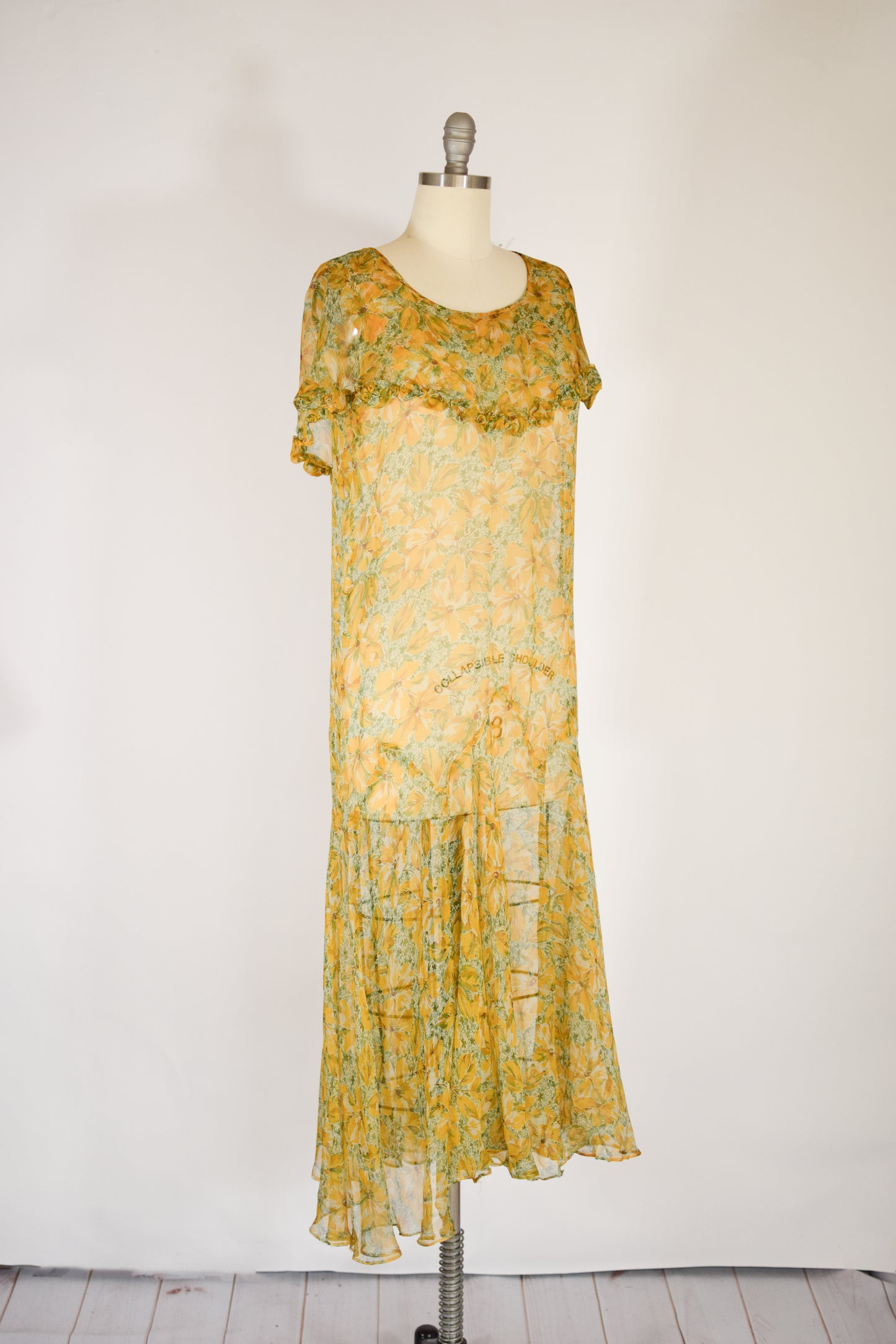 Antique 1920s/30s Tissue Silk Floral Gown | S/M