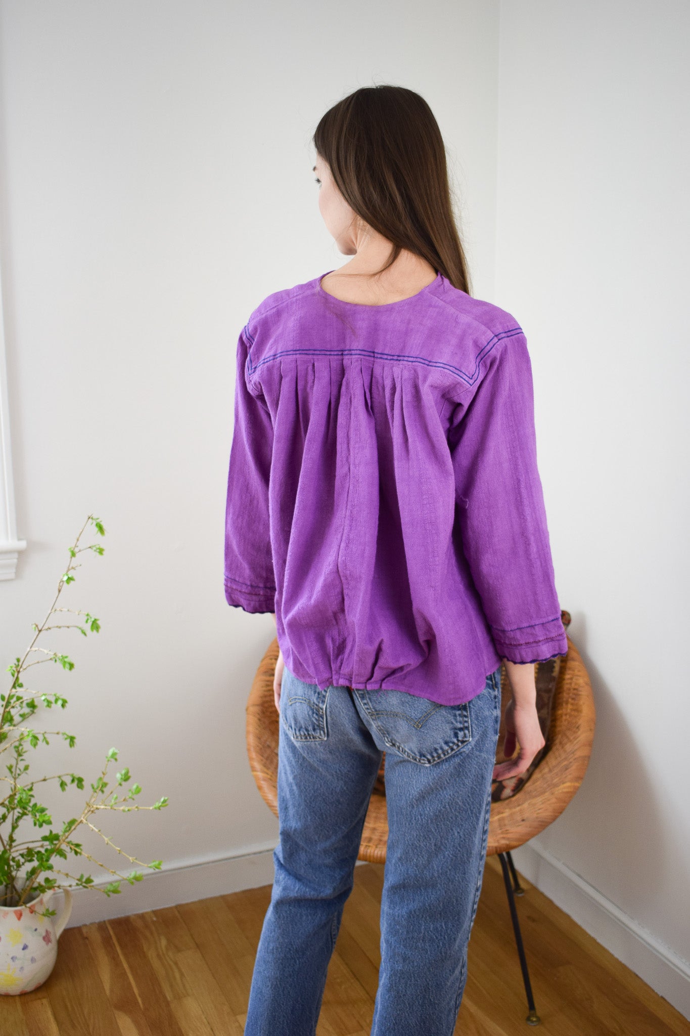 Vintage Overdyed Peasant Blouse | XS/S/M
