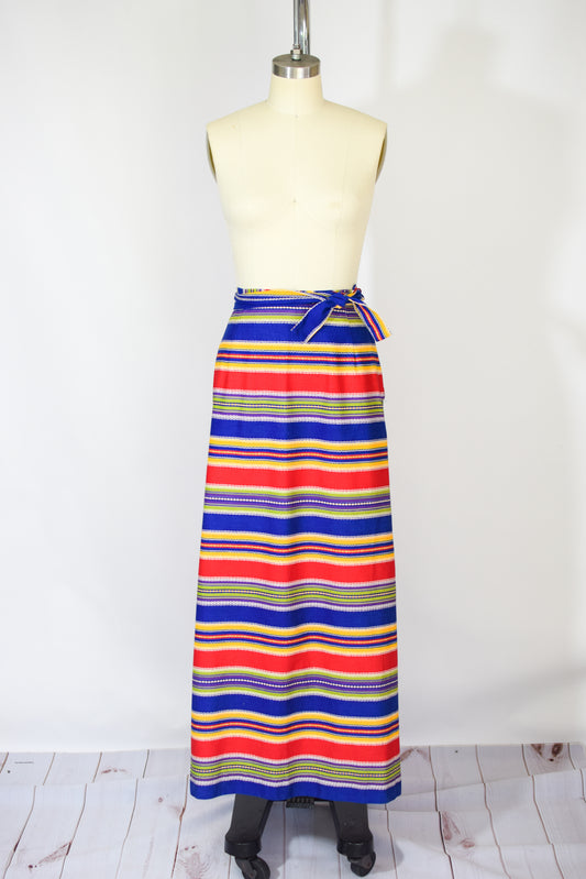1970s Striped Cotton Maxi Skirt | S