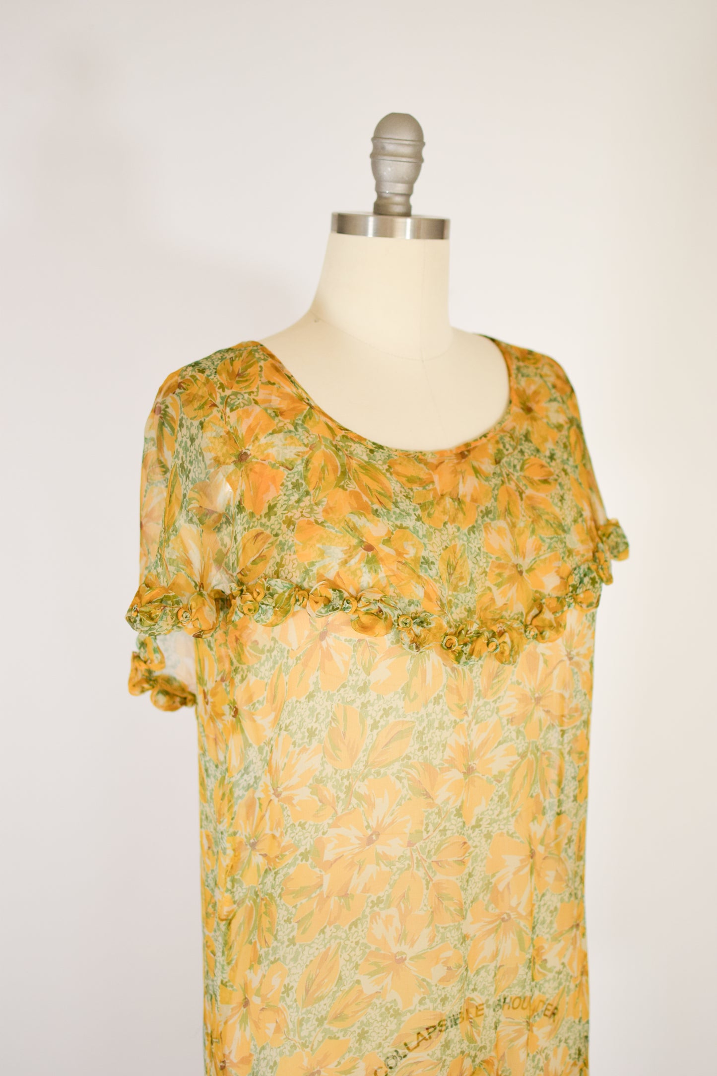 Antique 1920s/30s Tissue Silk Floral Gown | S/M