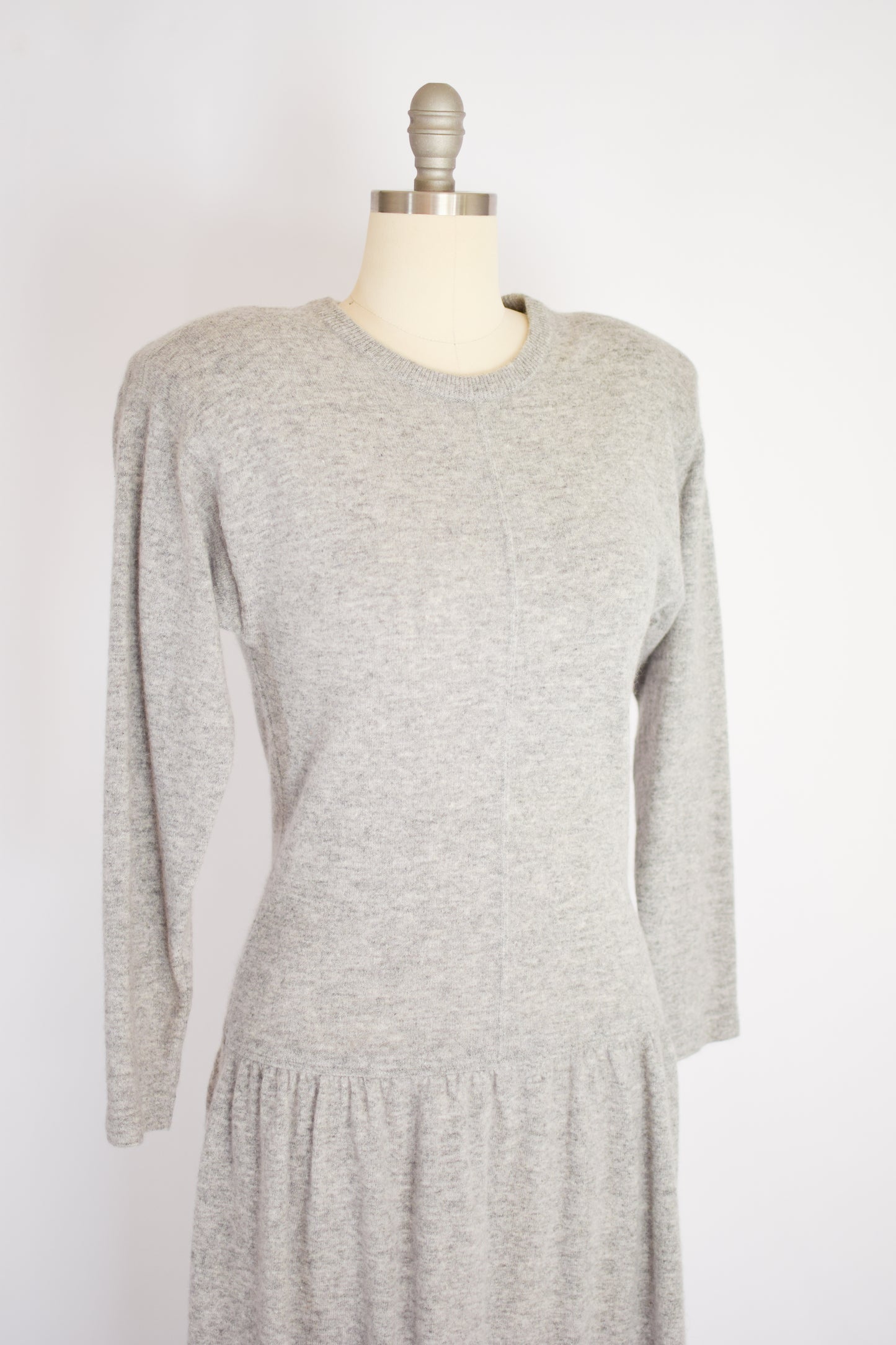 Vintage 90s Grey Wool/Angora Knit Dress | S-M