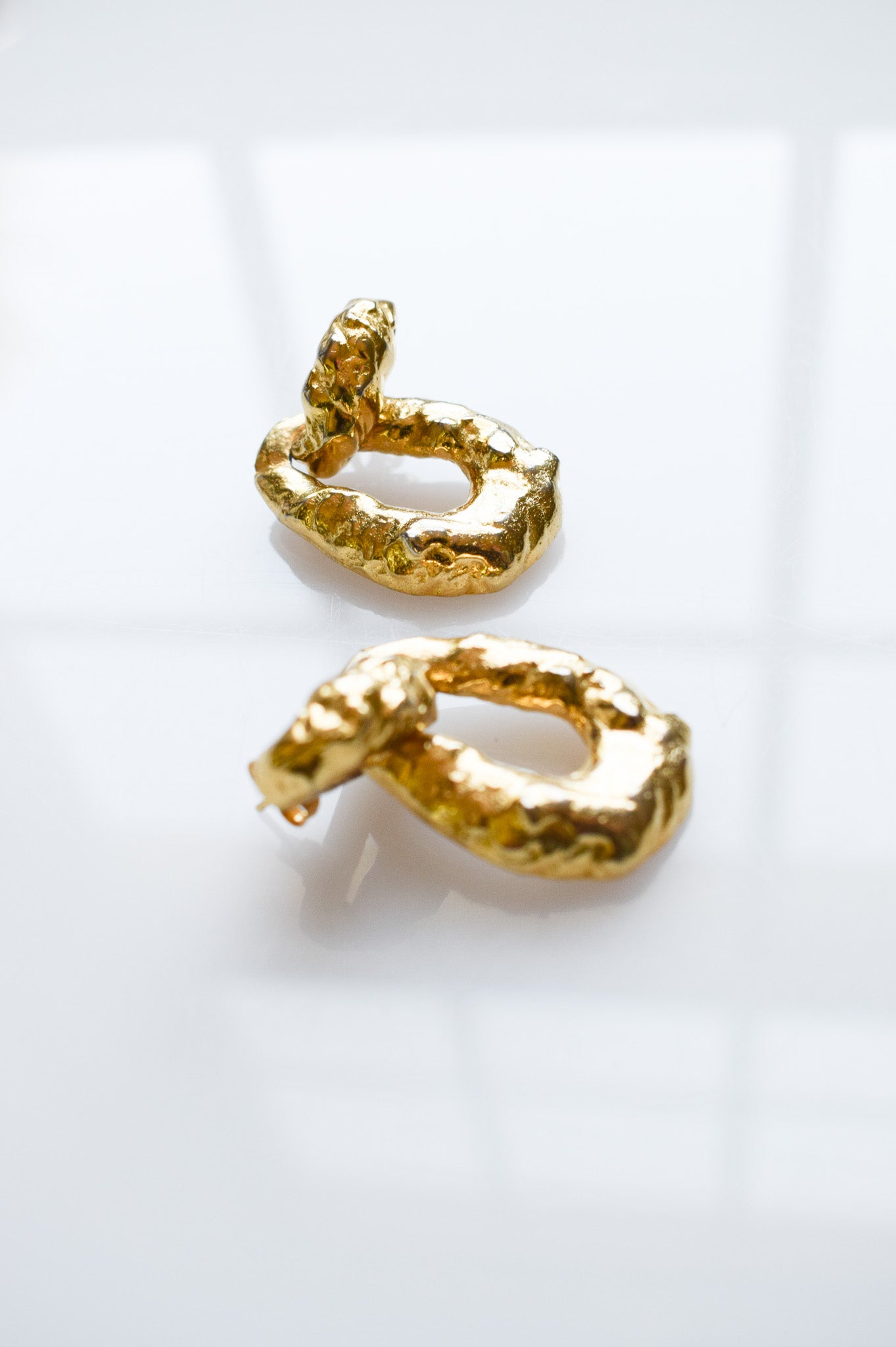 1990s Gold Textural Doorknocker Earrings | Kenneth Lane