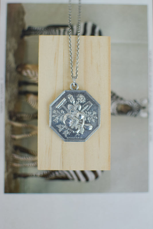 Vintage Sterling Silver French Gardening Charm Necklace