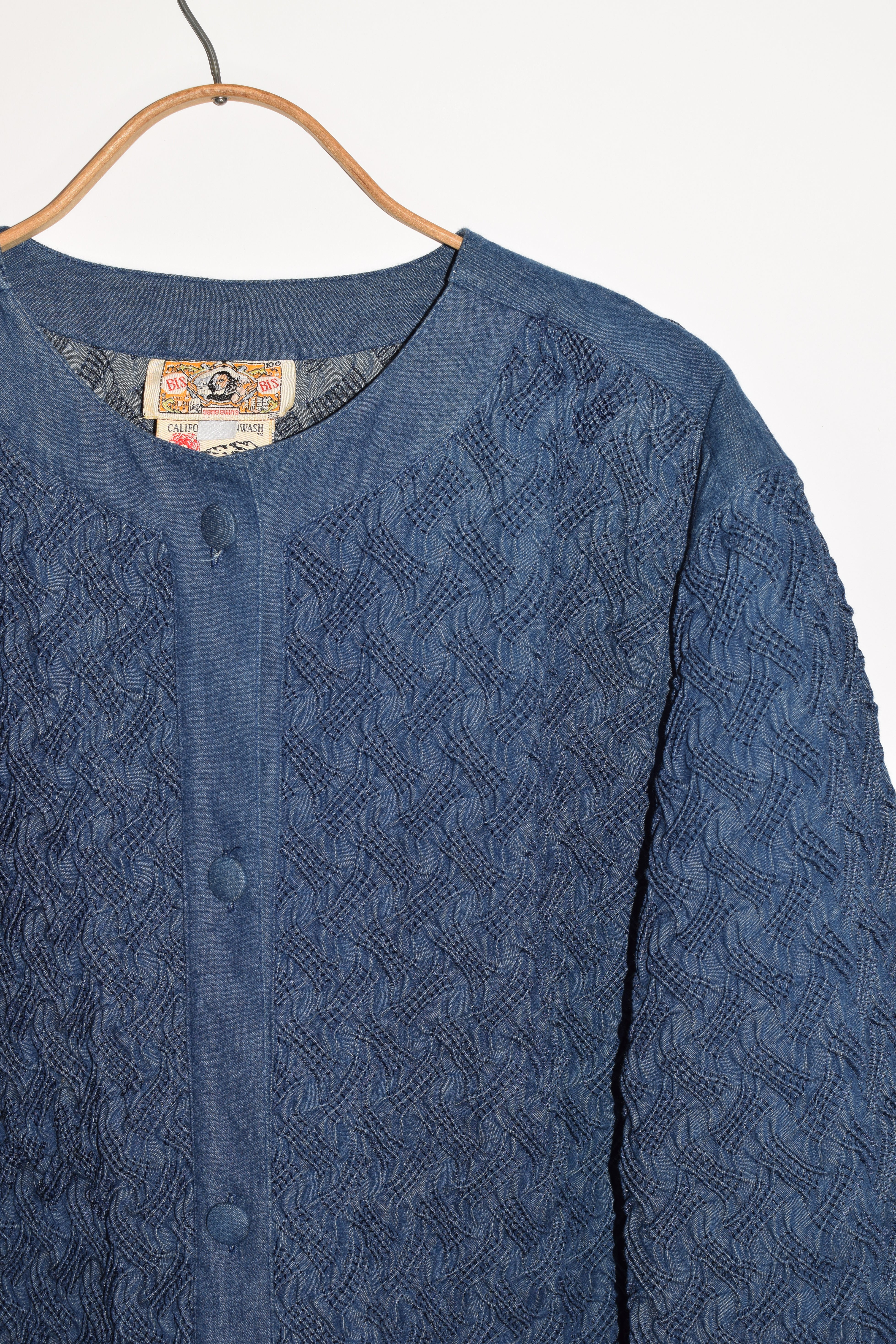 Vintage 1990s Textural Denim Jacket | Bis Gene Ewing | L – fieldwork