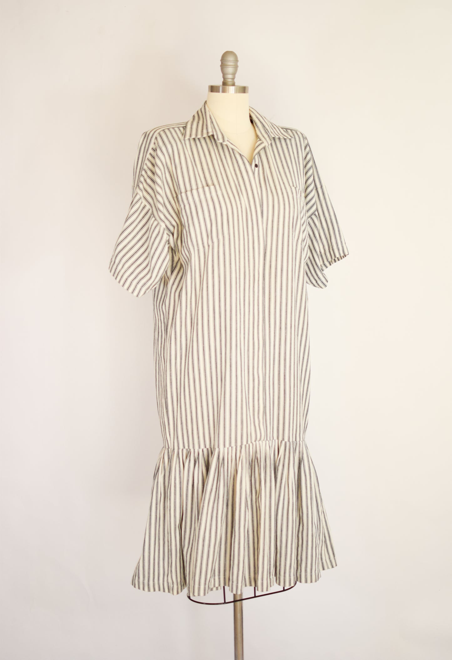 1990s Striped Cotton Dress | Norma Kamali | S/M