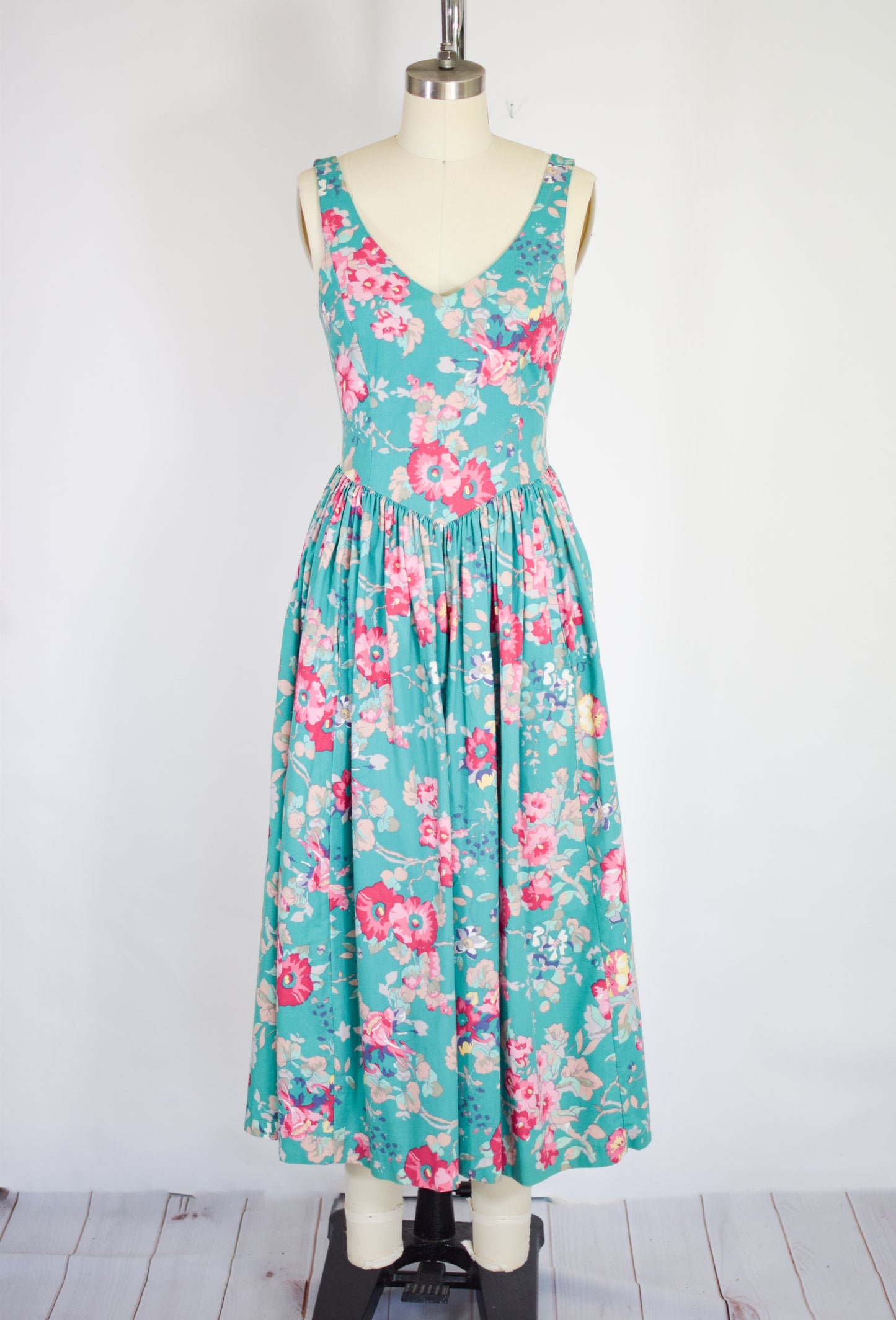 1980s/90s Floral Cotton Dress | Laura Ashley | XS