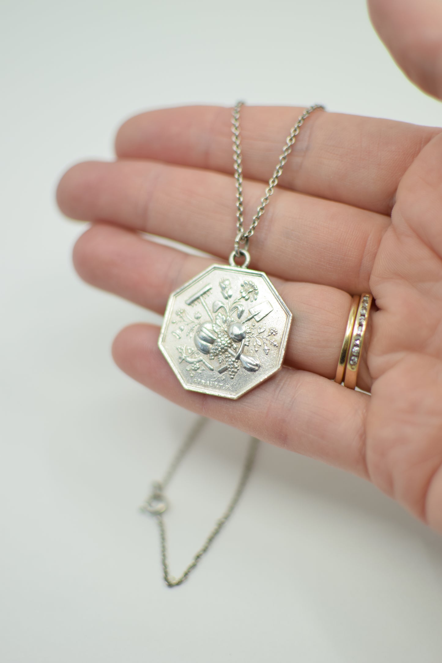 Vintage Sterling Silver French Gardening Charm Necklace