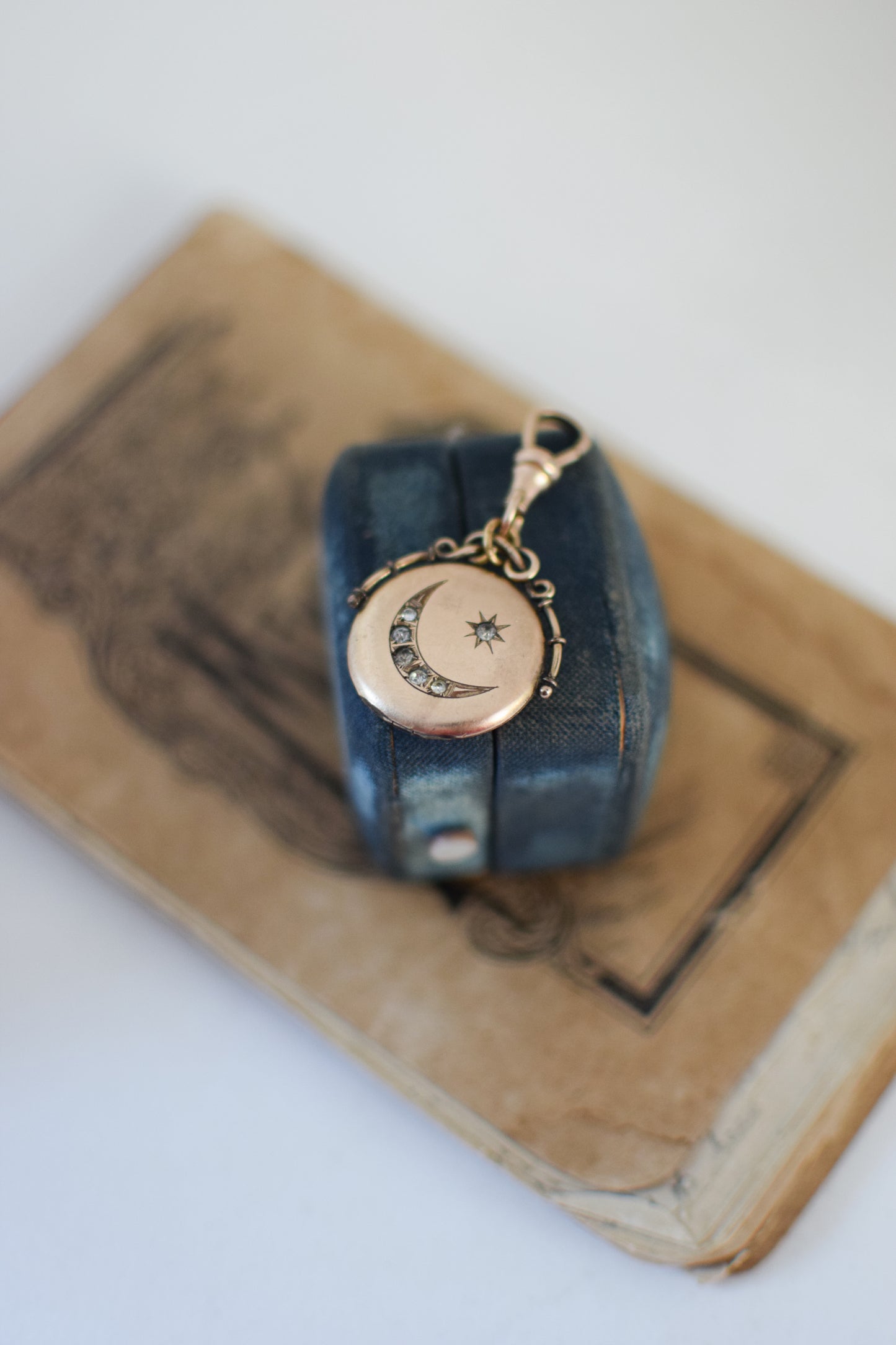 Antique Edwardian Crescent Moon & Star Locket
