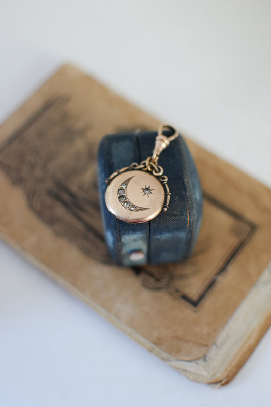 Antique Edwardian Crescent Moon & Star Locket
