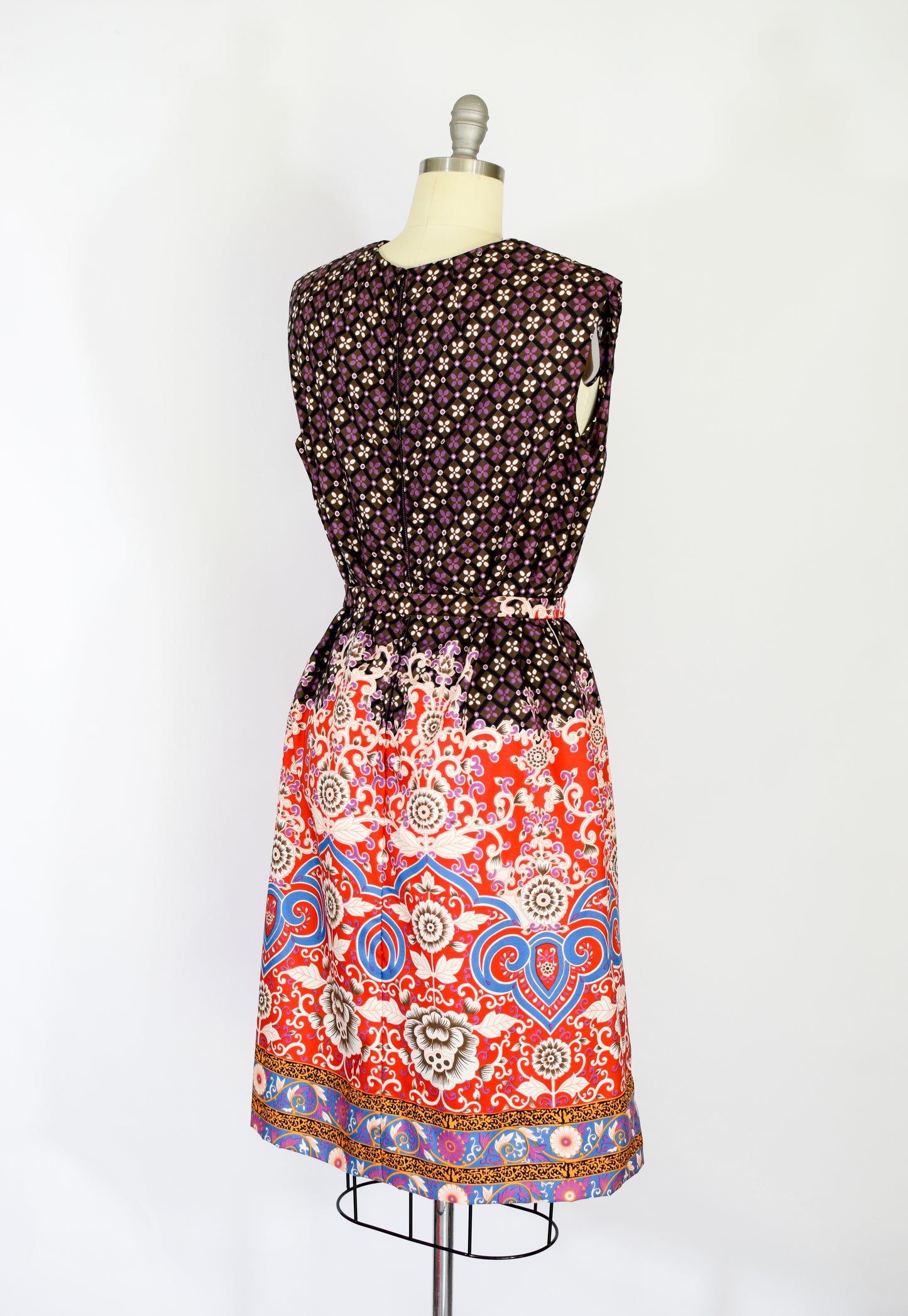 1960s Silk Mixed Print Dress | L