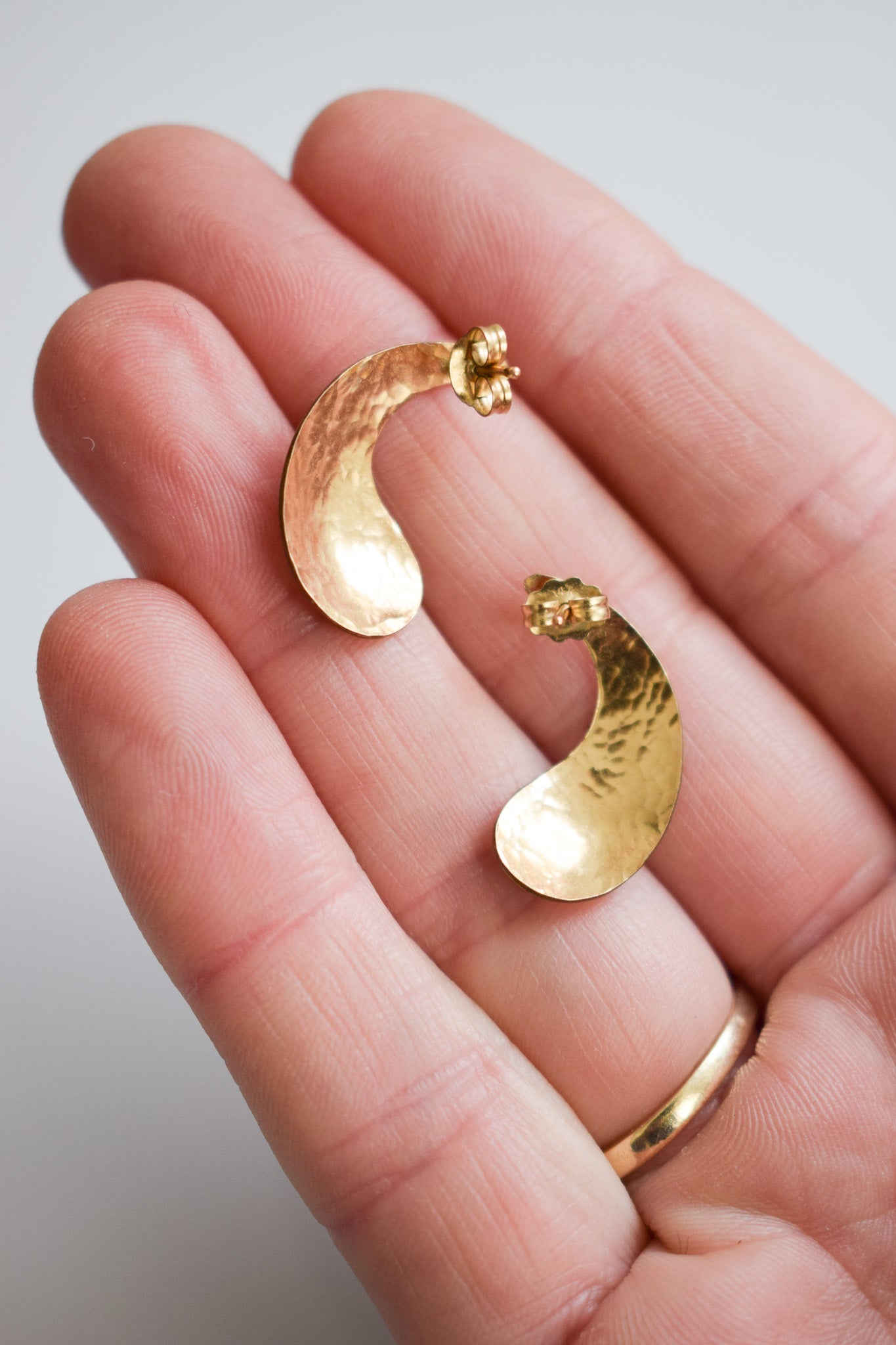 Hammered 14 kt Gold-Fill Drop Earrings