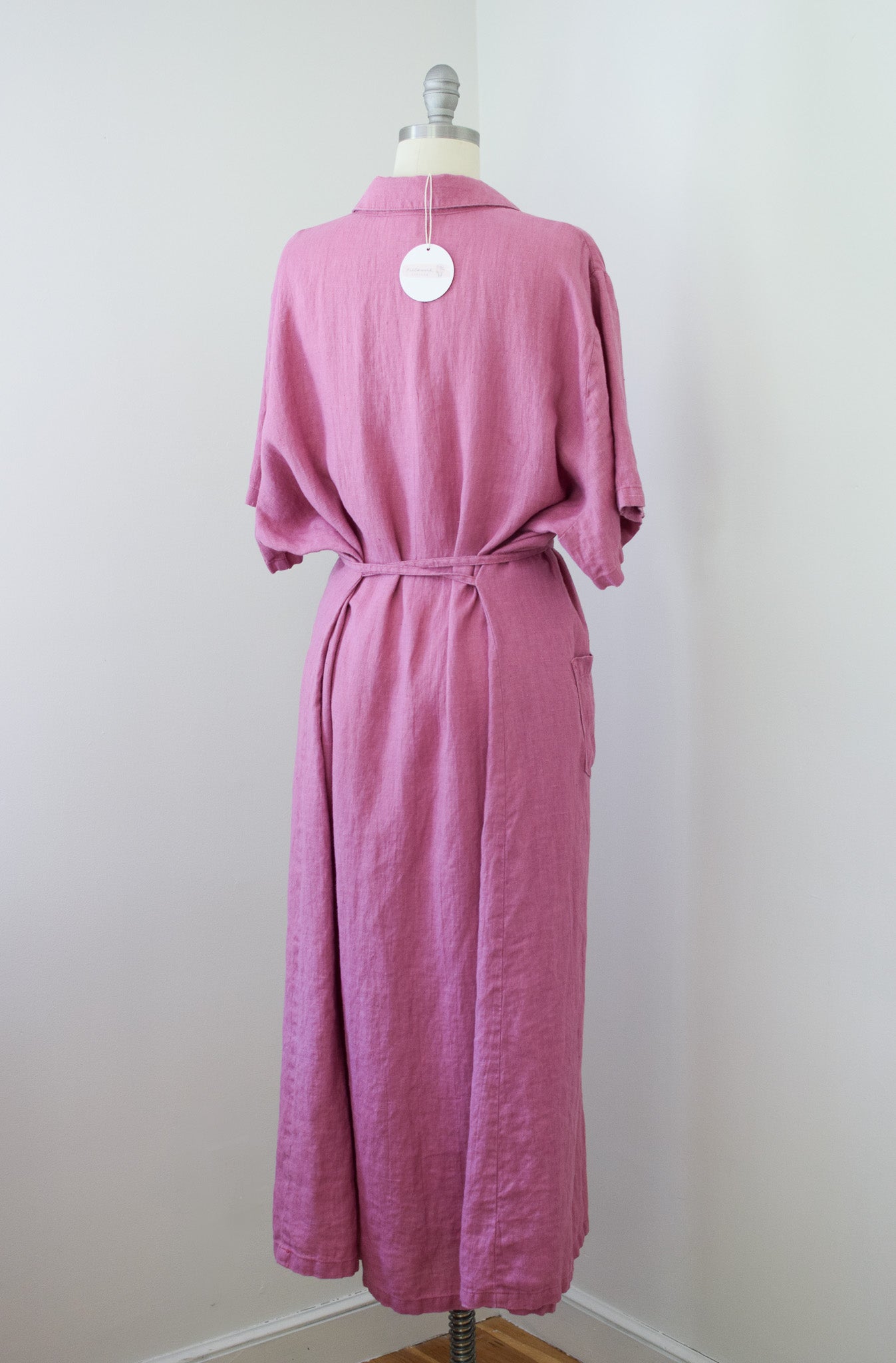 Vintage Mauve Linen Button Front Dress | L/XL/XXL