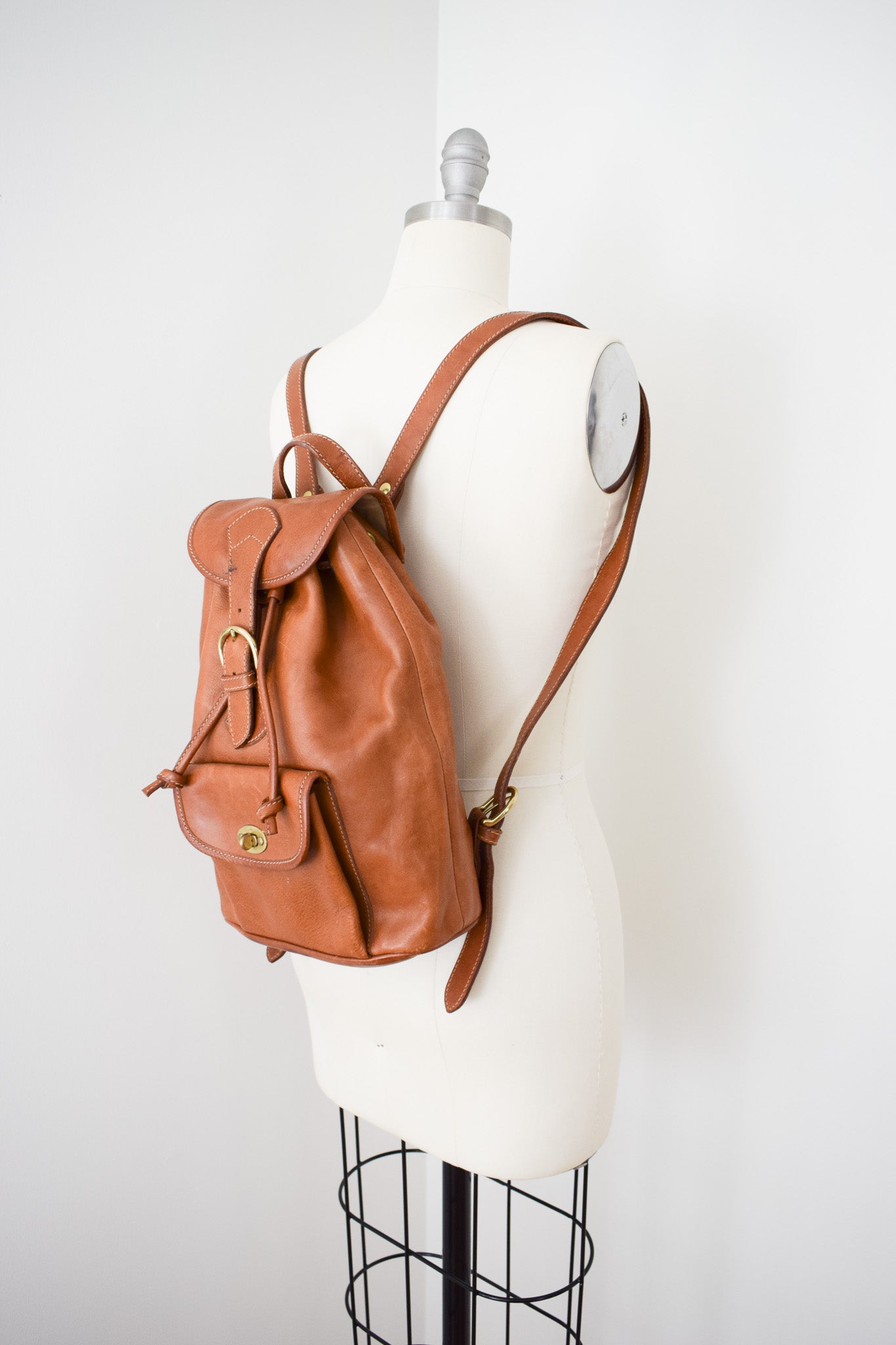 Vintage Camel Leather Backpack